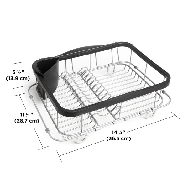 Stainless Steel Dish Drying Rack for Kitchen - Space Saving Sink Drainer with Utensil Holder - Perfect for Small Apartments & Countertop Organization
