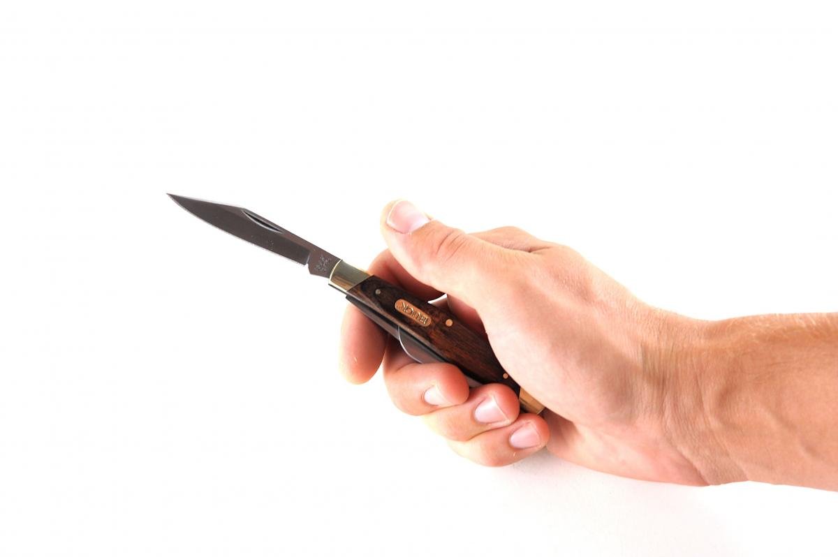 Stockman Woodgrain Buck Knife 0371BRS - 3-Blade Folding Pocket Knife for Camping, Hiking & Outdoor Adventures