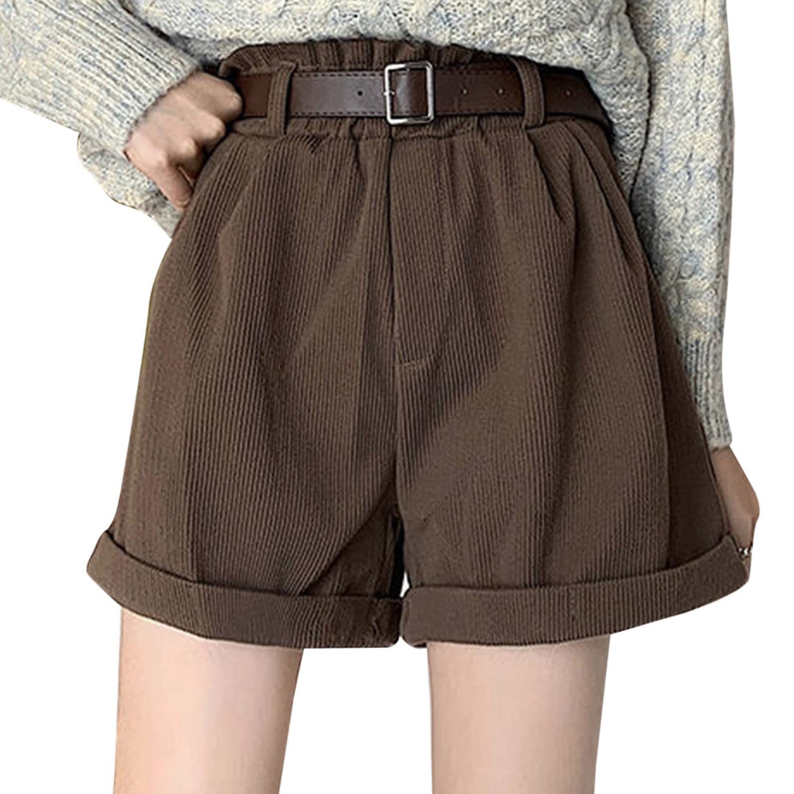 Women's Casual Loose Corduroy Pleated Shorts with Pockets - High Waist Wide Leg Summer Short Pants for Women | Perfect for Beach, Vacation & Everyday Wear