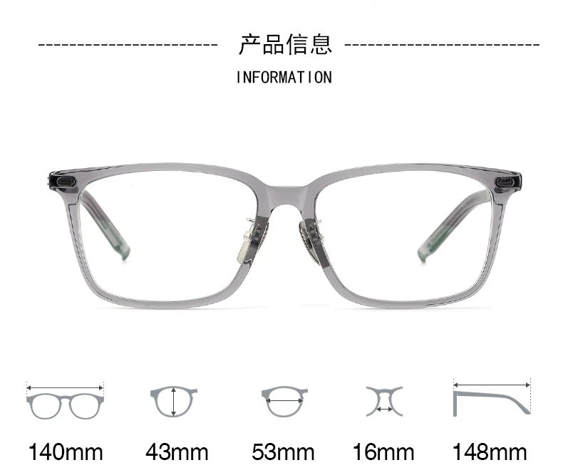 Stylish Unisex Black Acetate & Titanium Square Full Rim Eyeglasses (85mm) - Perfect for Work, Reading & Fashion Accessories