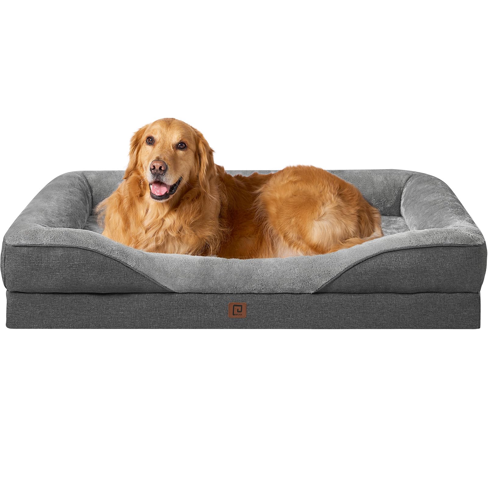 **EHEYCIGA Extra Large Orthopedic Memory Foam Dog Bed for X-Large Dogs, 42x30x7.5 Inch Washable Bolster Pet Sofa with Removable Waterproof Cover – Grey – Perfect for Living Room, Bedroom & Pet-Friendly Spaces**