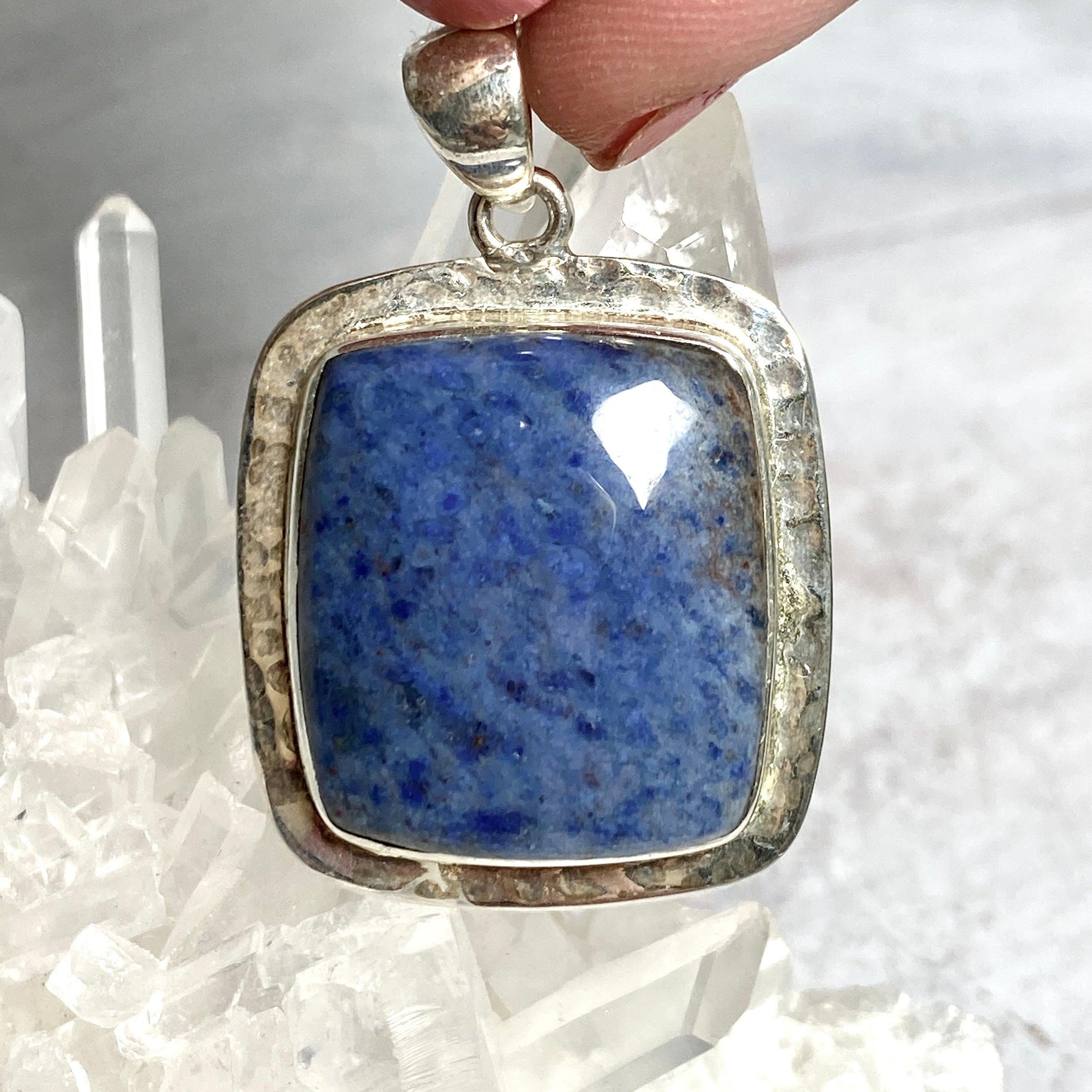 Natural Dumortierite Rectangular Pendant Necklace KPGJ3159 - Healing Crystal Jewelry for Meditation, Energy Balancing & Spiritual Protection