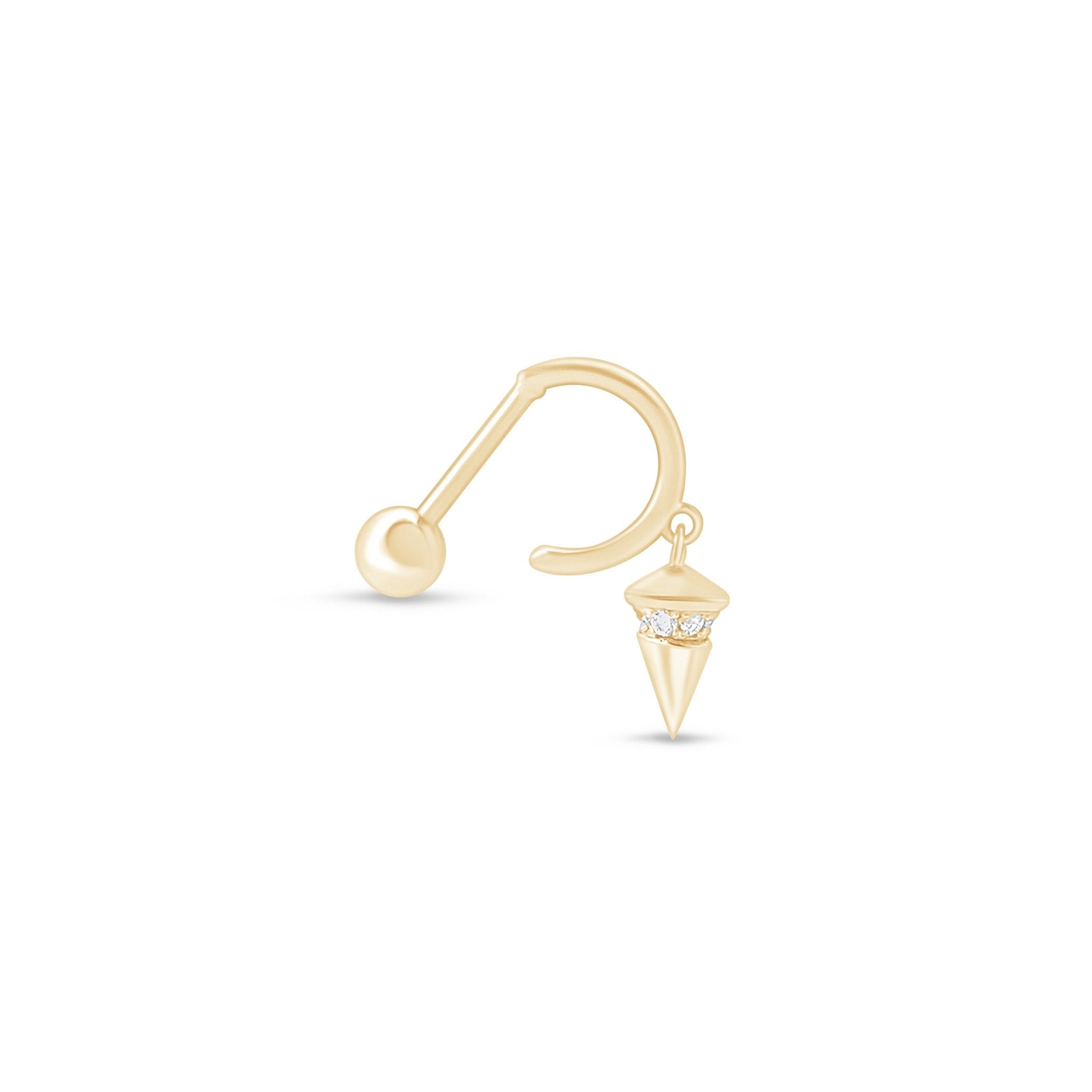 14K Yellow Gold Diamond Spike Charm Illusion Hoop Earrings for Women - Elegant Ball Back Stud Earrings for Party, Date Night & Special Occasions