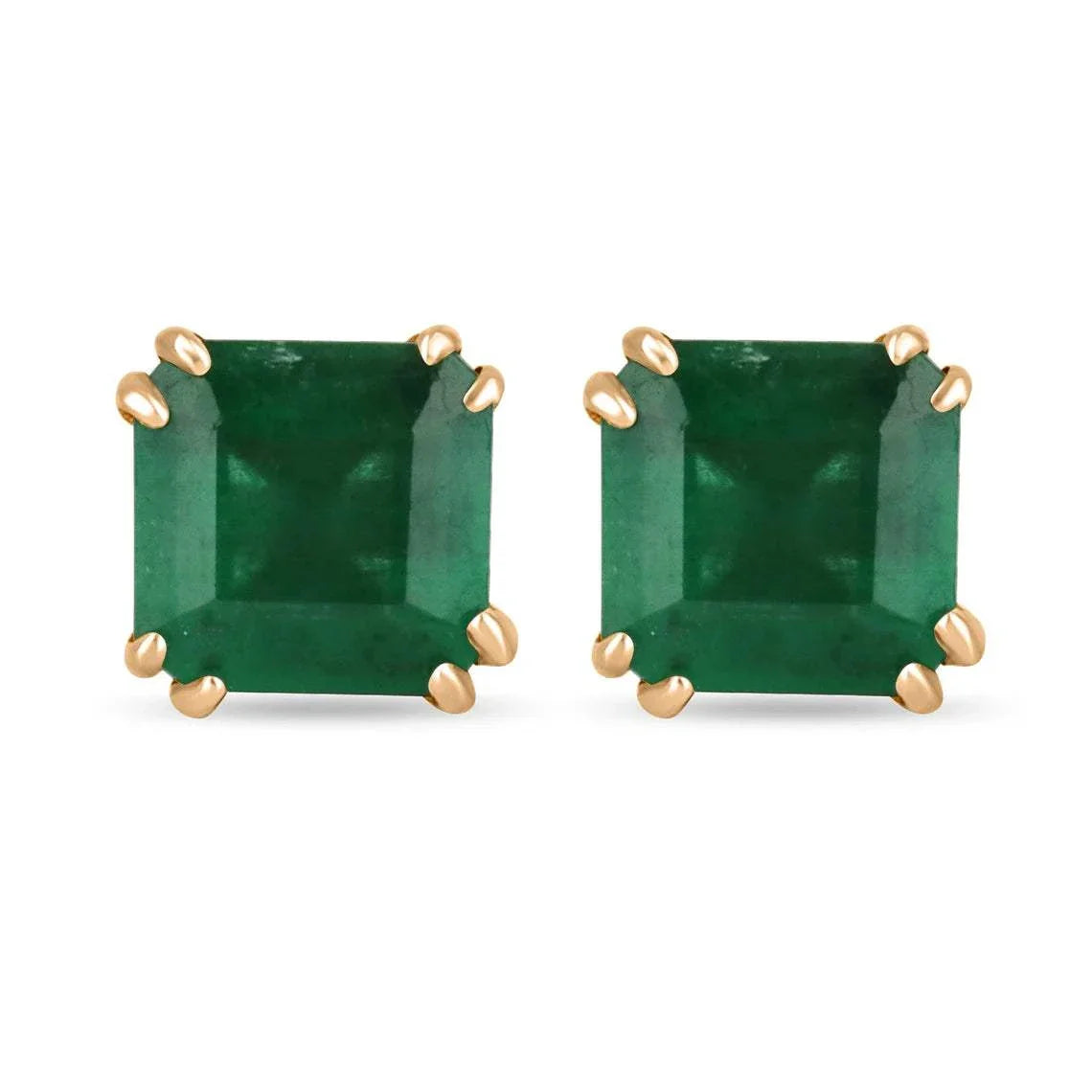 1.52tcw Rose Gold Double Prong Natural Emerald Stud Earrings 14K - Elegant Jewelry for Women, Perfect for Weddings, Parties & Special Occasions