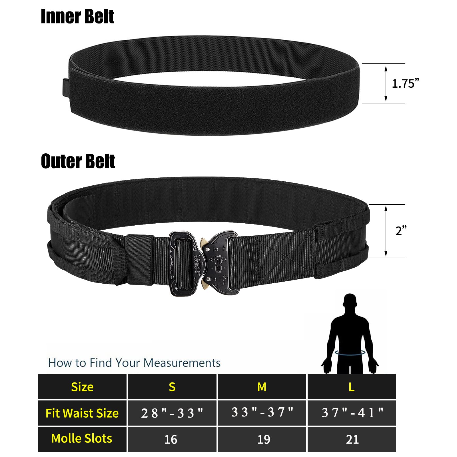 PETAC GEAR Tactical Battle Belt with Cobra Buckle | Heavy Duty Rigger Gun Belt | 1.75