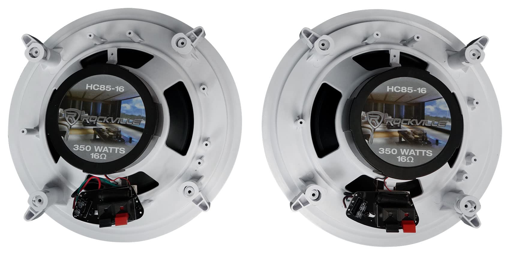Rockville HC85-16 White 8 Inch 700 Watt In-Ceiling Home Theater Speakers (Pair of 2) - 16 Ohm Impedance for Immersive Surround Sound in Living Rooms & Home Theaters