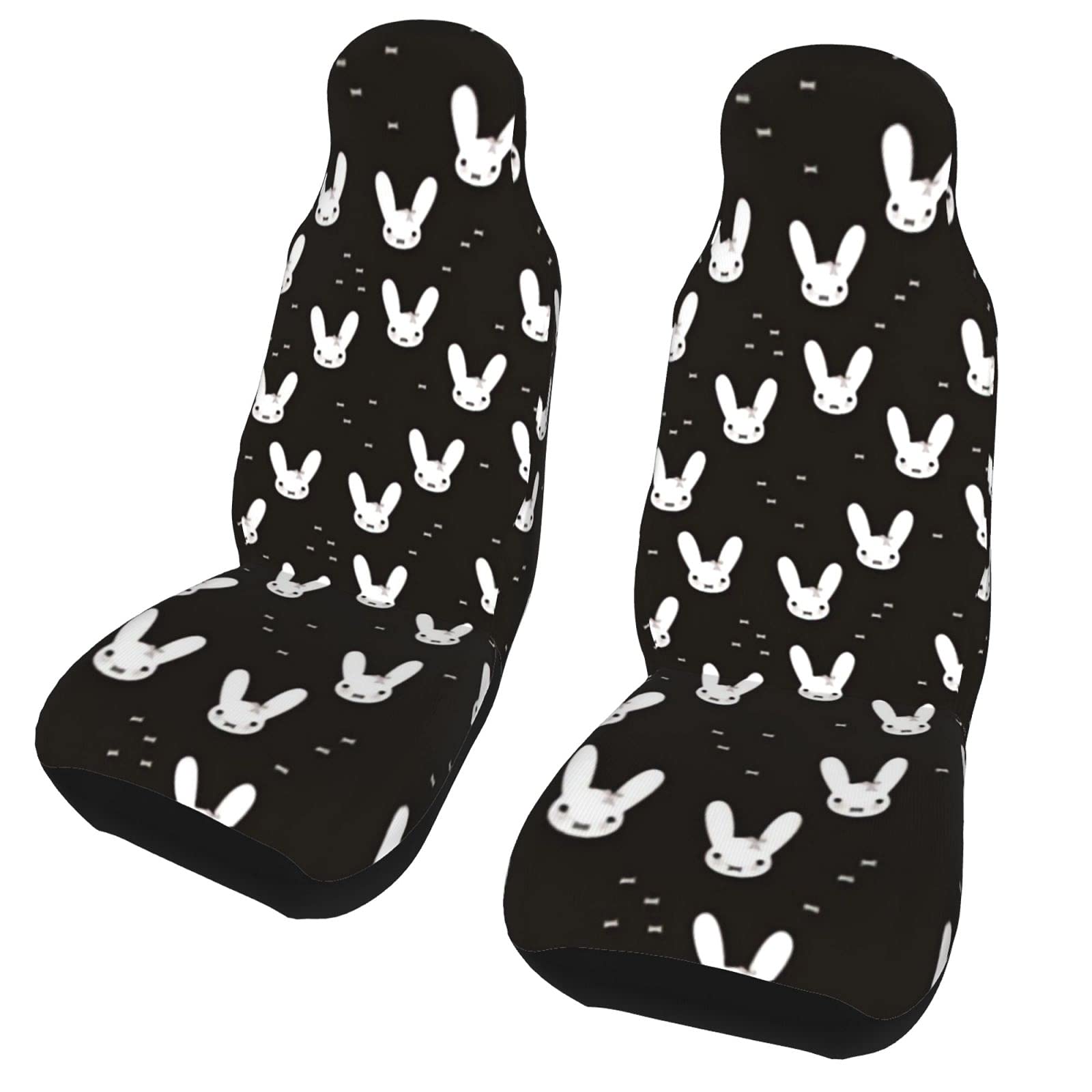 2 Pack Black Adorable Baby Bunny Car Seat Covers - Universal Fit for Front Bucket Seats in Cars, Trucks, Vans & SUVs | Soft Protective Cover for Kids & Pets | Perfect for Road Trips, Daily Commutes & Family Travel