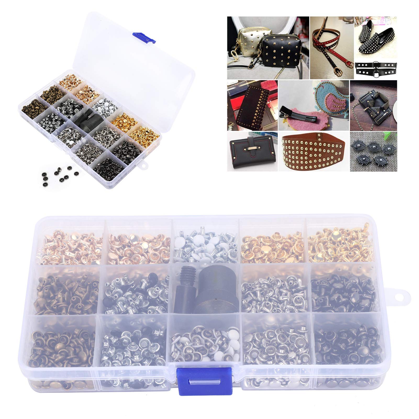 Premium Leather Craft Decoration - Glossy Double Cap Rivets for Backpacks, Wallets, Clothes & Shoes | Smooth Durable Hardware for DIY Leatherworking & Fashion Accessories | Perfect for Jeans Repair, Handbag Making & Shoe Decoration