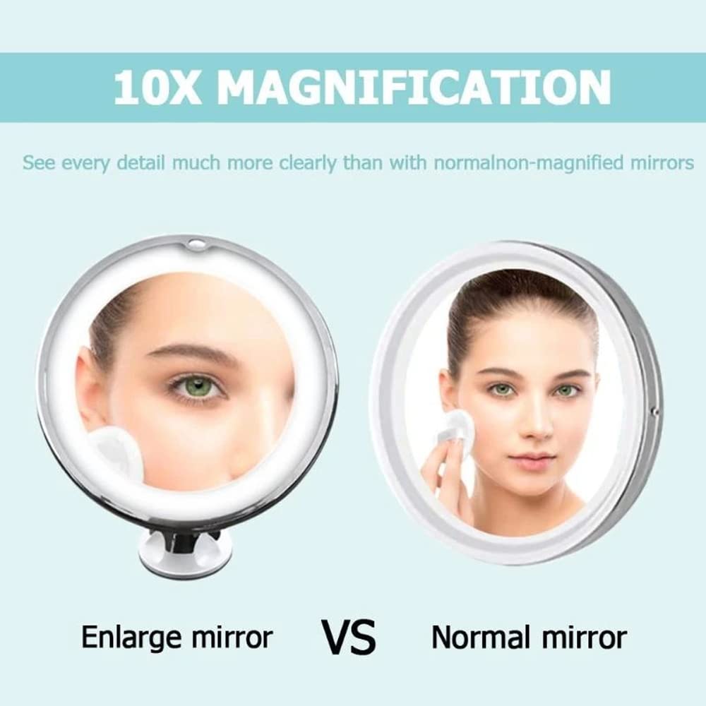 10x LED Lighted Makeup Mirror with Suction Cup - 6.7