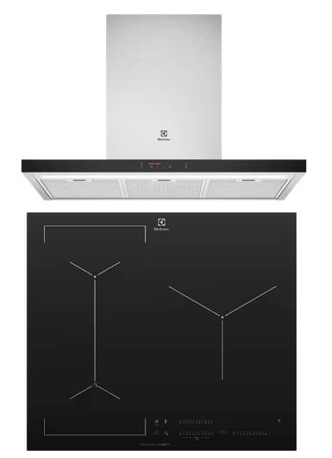 Electrolux ECT9750S 90cm UltimateTaste 500 Stainless Steel Chimney Cooker Hood & EHI635BE 60cm UltimateTaste 700 3-Zone Induction Cooktop - Premium Kitchen Appliances for Modern Home Cooking