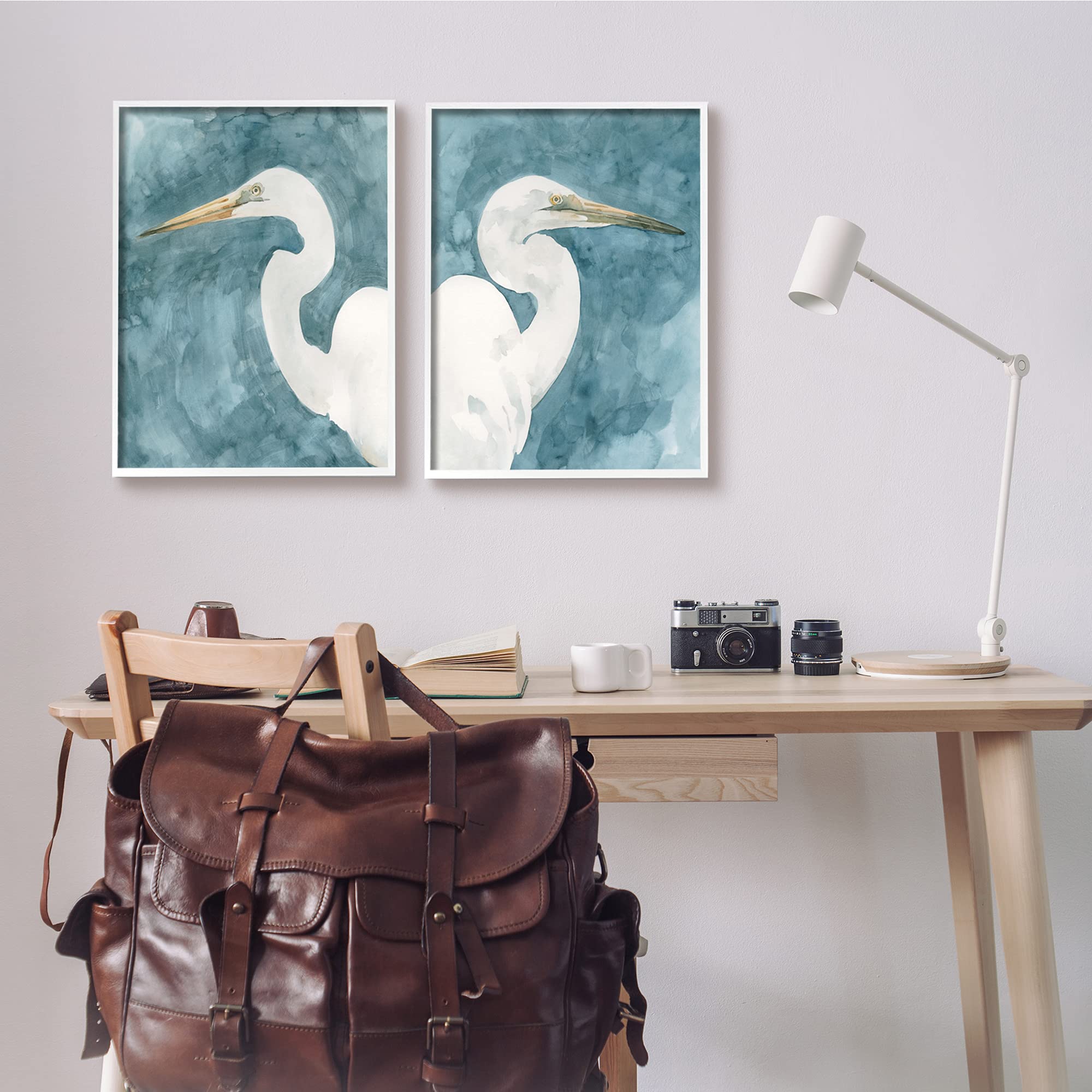 Stupell Industries Nautical Cranes & Bird Portraits Abstract Blue Sky Framed Wall Art Set - 2pc, 16 x 20 Each, Designed by Emma Caroline White | Perfect for Coastal, Beach House & Modern Home Decor