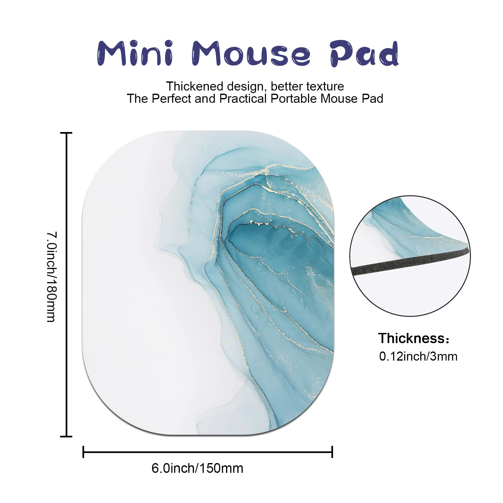 Premium Marble Mouse Pad 6x7 Inches - Non-Slip Mini Desk Mousepad for Laptop, PC & Home Office - Portable Gaming & Work Accessory (Perfect for Office, Gaming Setup & Travel)