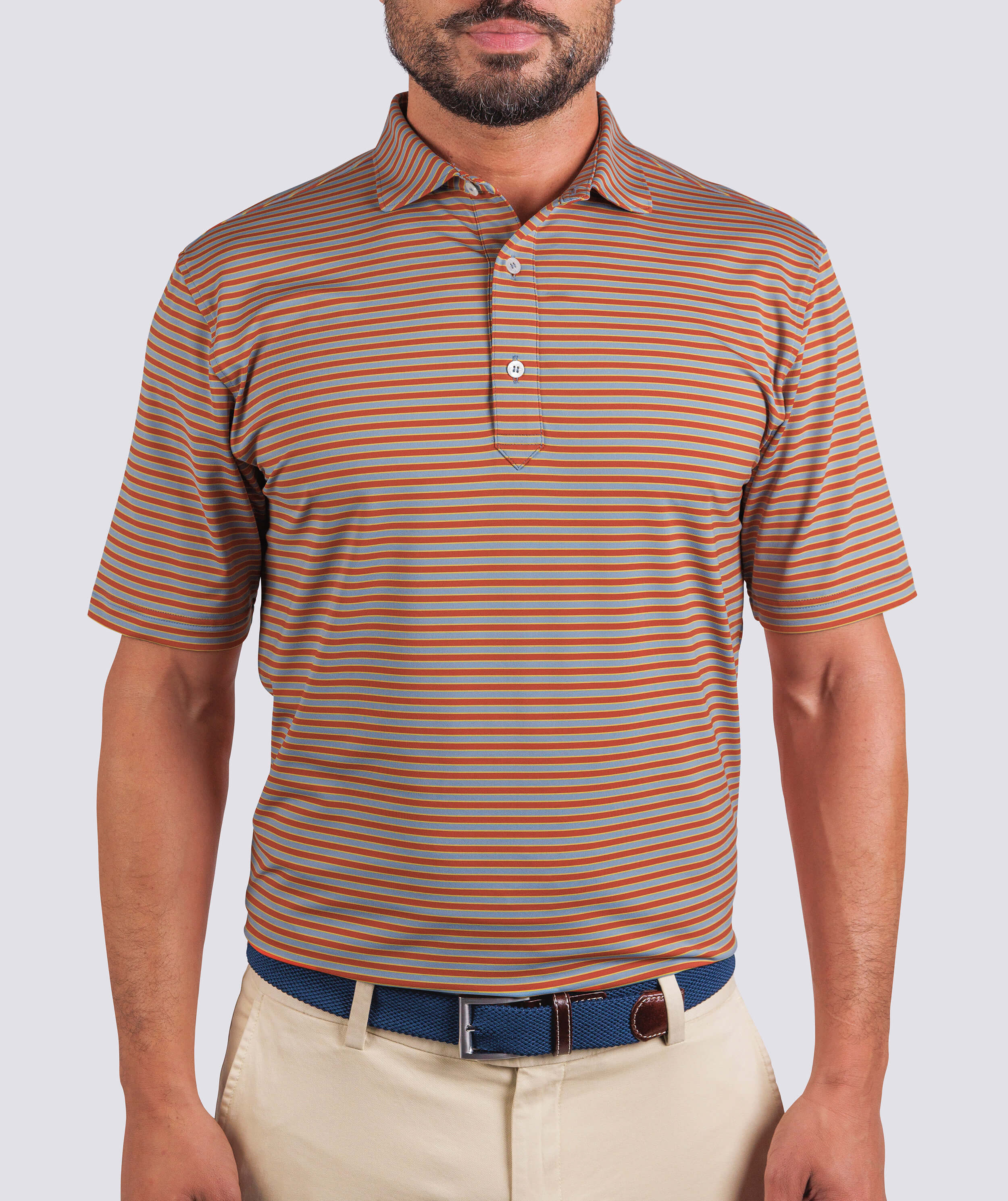 Waverly Stripe Performance Polo Shirt for Men - Moisture Wicking, Breathable Golf & Casual Wear - Perfect for Sports, Office & Outdoor Activities