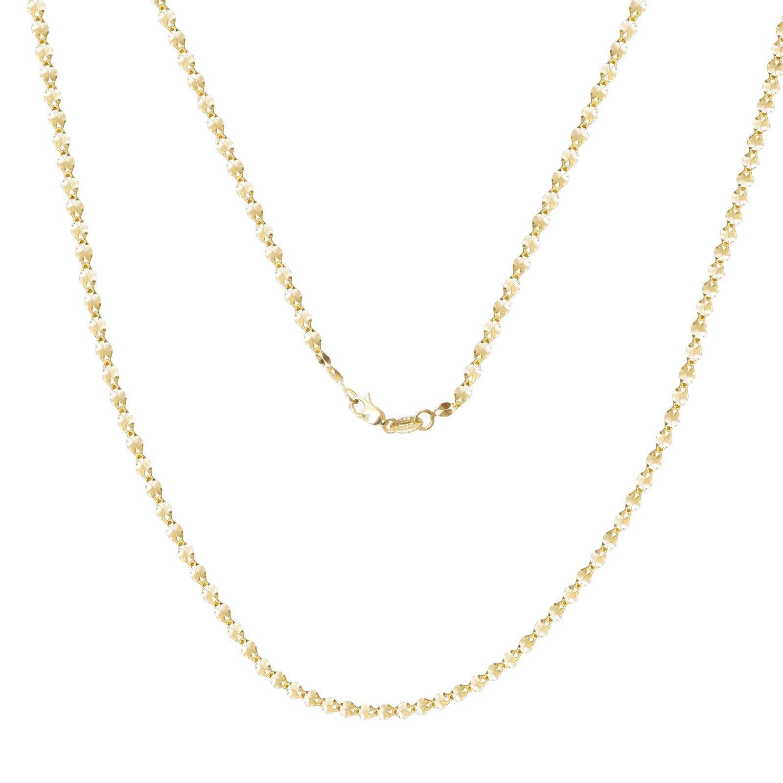 10k Solid Yellow Gold Classic Mirror Chain Necklace for Women - Perfect for Everyday Wear, Parties & Gifts