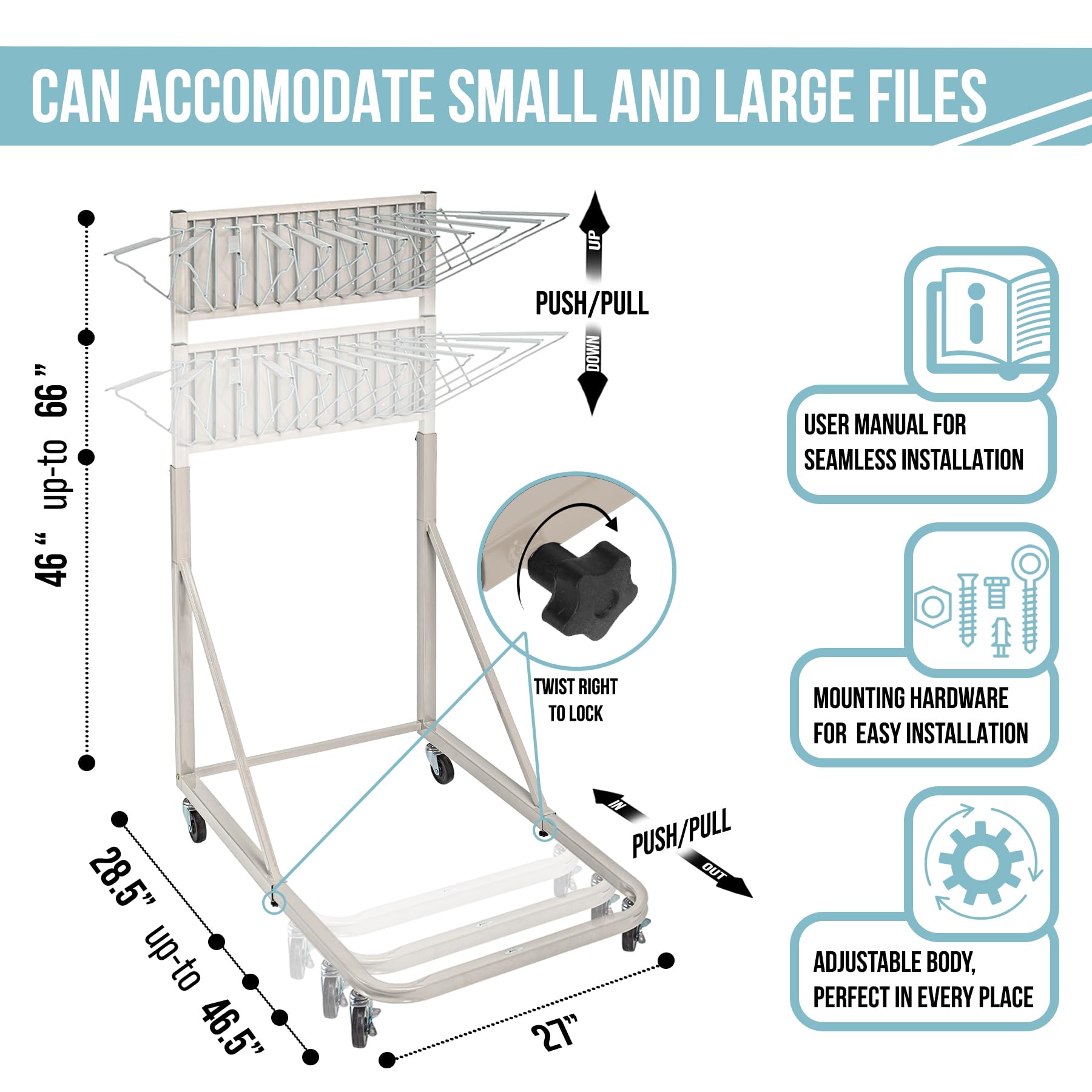 Adir Mobile Blueprint Holder - Heavy Duty Construction Plan Rack, Wall Mounted Map Organizer, Job Site Blueprint Display Stand for Architects, Engineers & Contractors - Perfect for Office, Construction Site & Home Studio (Without Clamps)