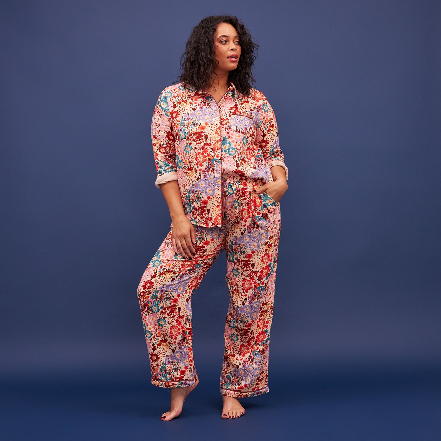 Soft & Breathable Meadow Cotton Pyjama Set for Women - Comfortable Sleepwear with Pockets - Perfect for Lounging, Travel & Relaxing at Home