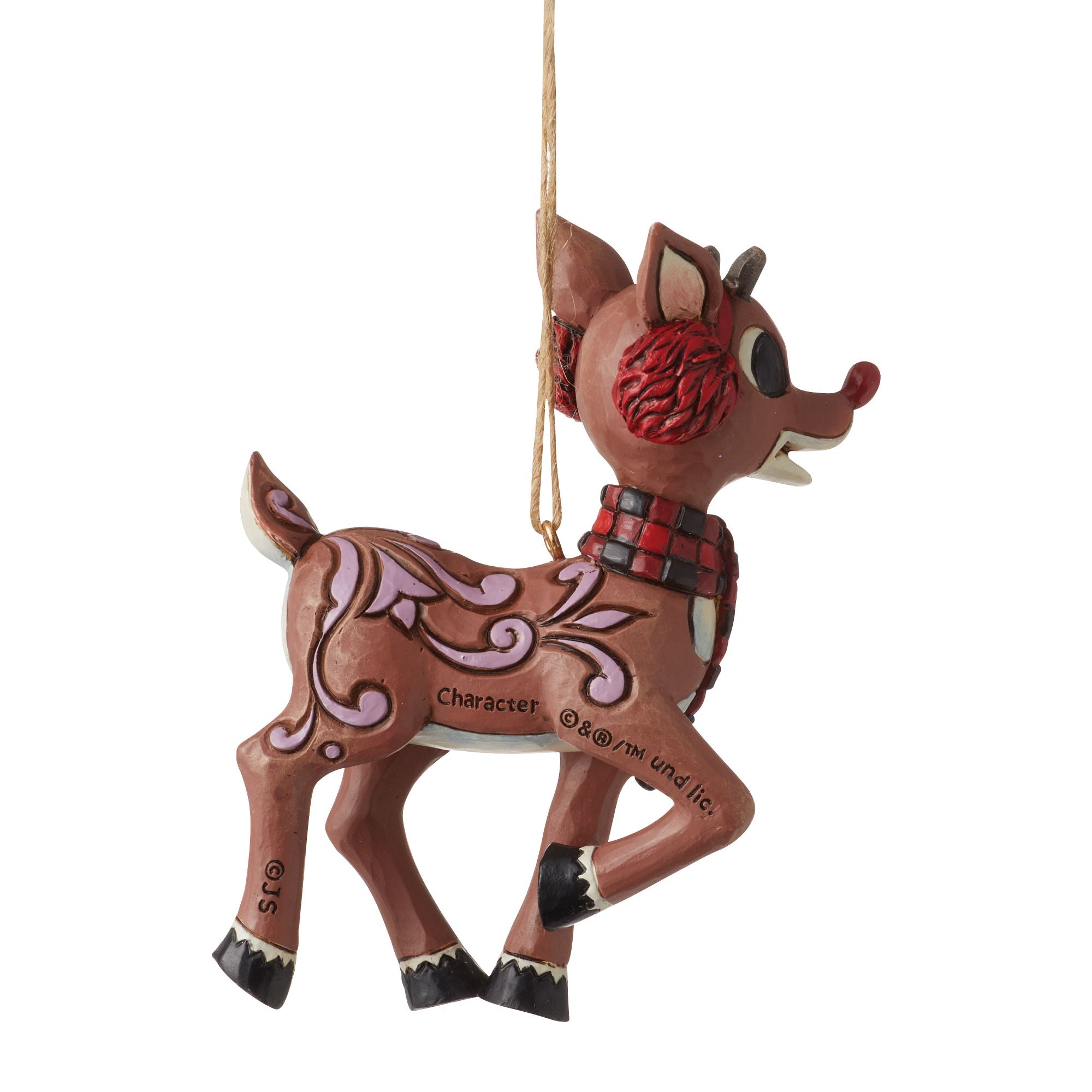 Rudolph with Earmuffs Christmas Tree Ornament - Festive Holiday Decor for Home, Office & Gift Giving