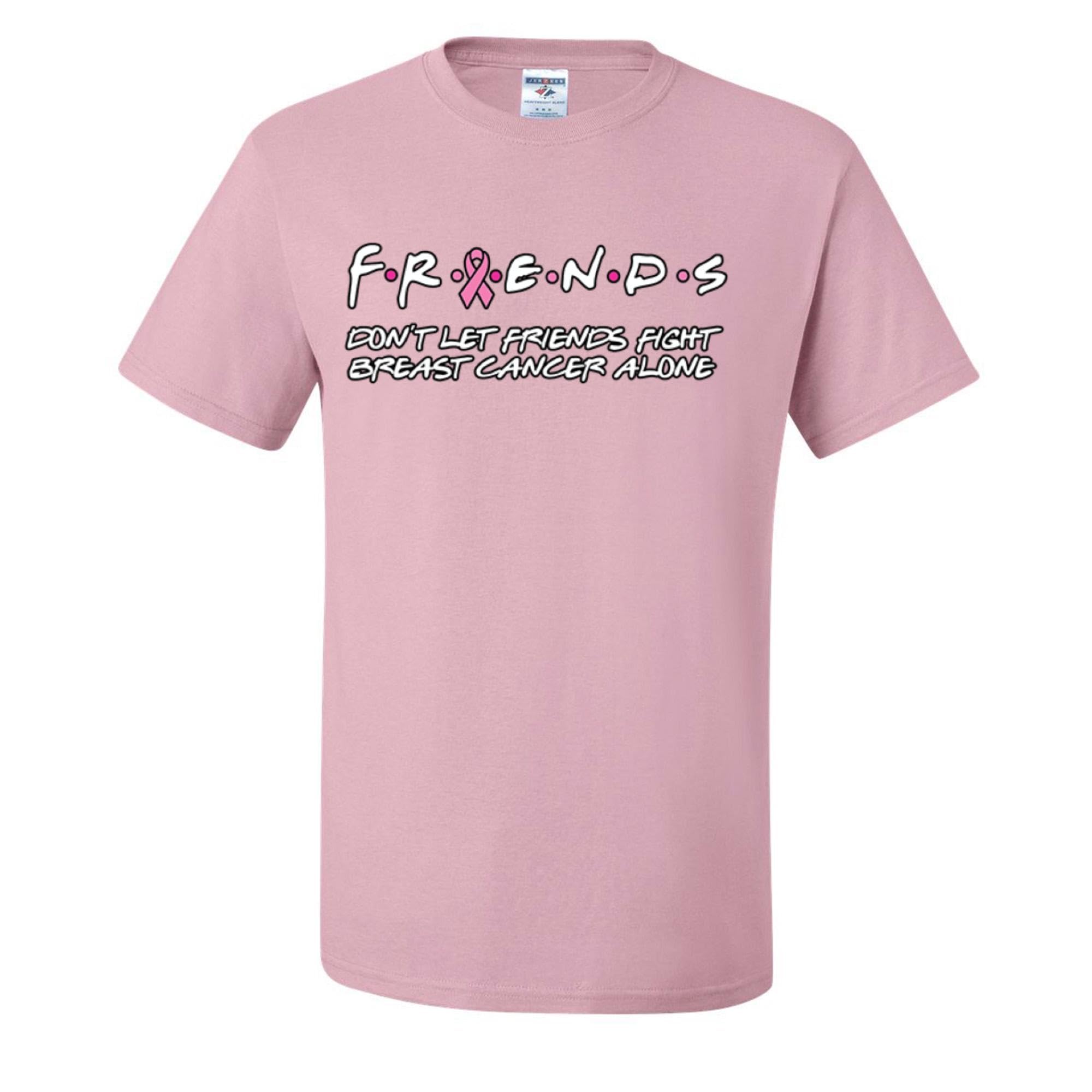 Wild Custom Apparel - Don't Let Friends Fight Breast Cancer Alone Graphic T-Shirt for Men | Breast Cancer Awareness Tee | Supportive Comfort Wear for Fundraisers & Awareness Events