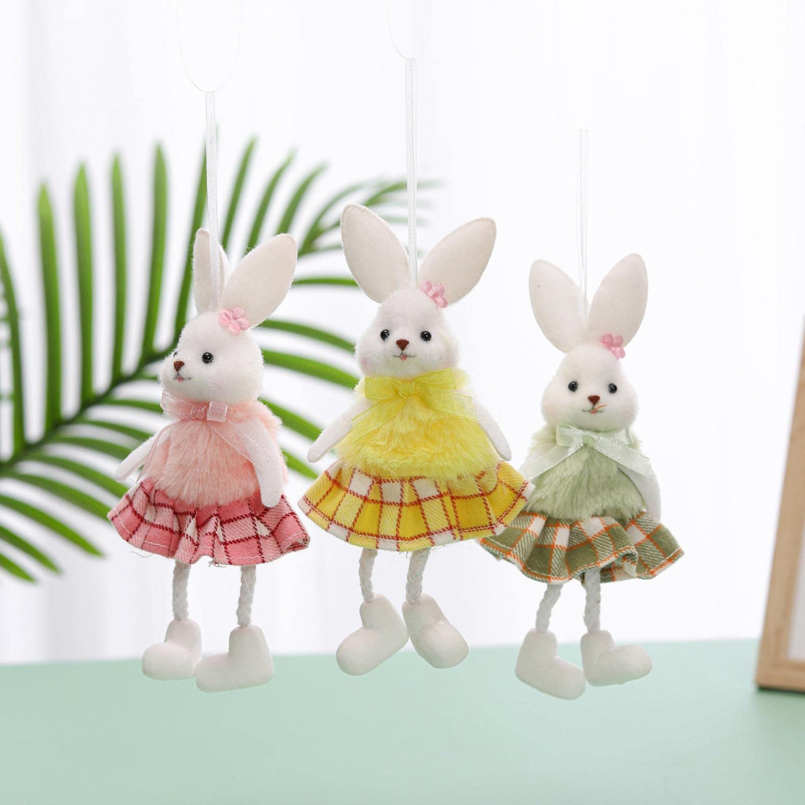 6Pcs Easter Tiered Tray Decorations - Bunny Gnome Hanging Plush Pendants, Faceless Handmade Doll Tree Ornaments for Easter Home Decor - Perfect for Easter Party Supplies, Holiday Table Centerpiece & Spring Festival Decorations
