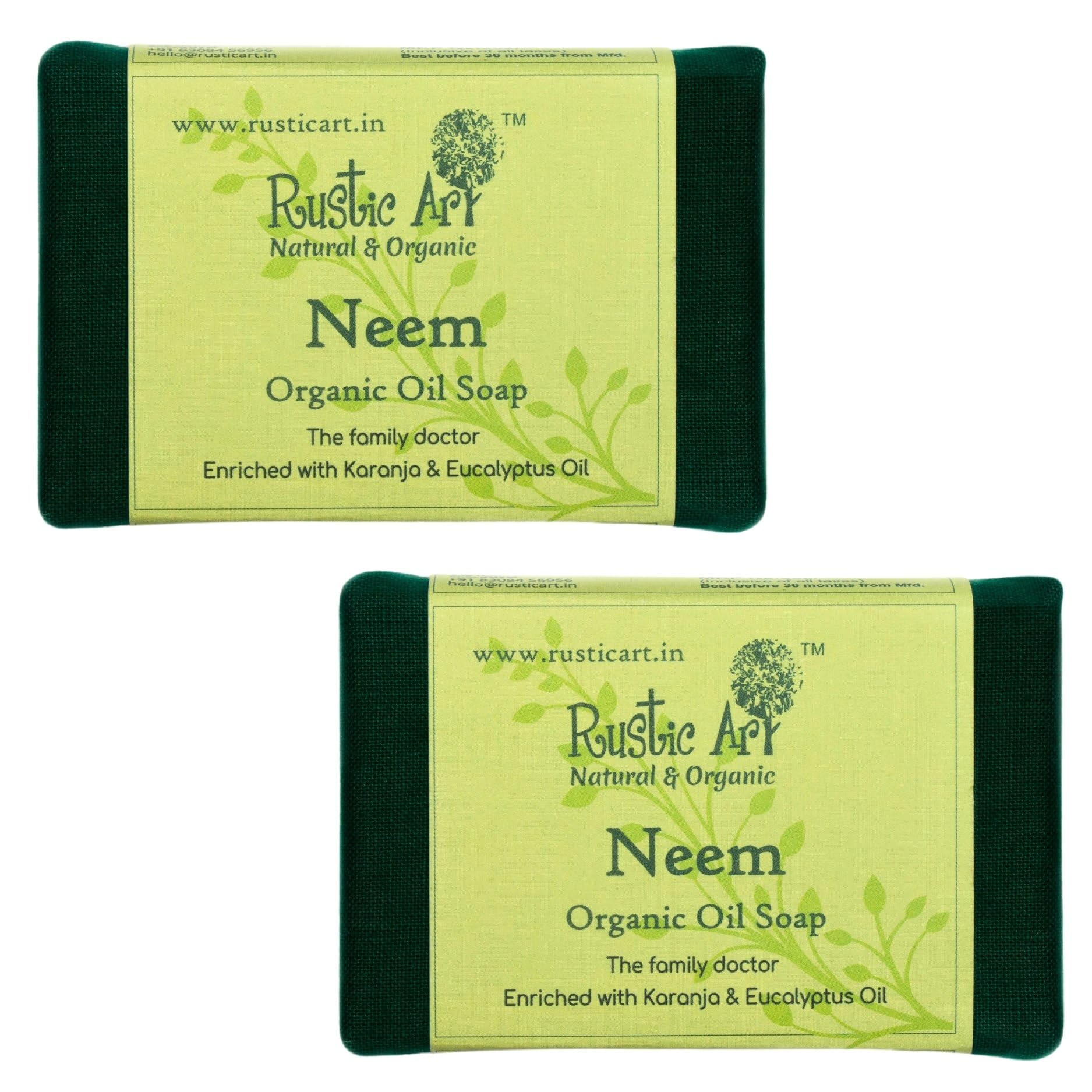 Organic Neem Basil Soap for Acne Treatment - 100g (Pack of 2) | Natural Body Wash for Back & Face Acne | Vegan, Cruelty-Free Skincare for Men & Women | Perfect for Daily Cleansing & Sensitive Skin Care