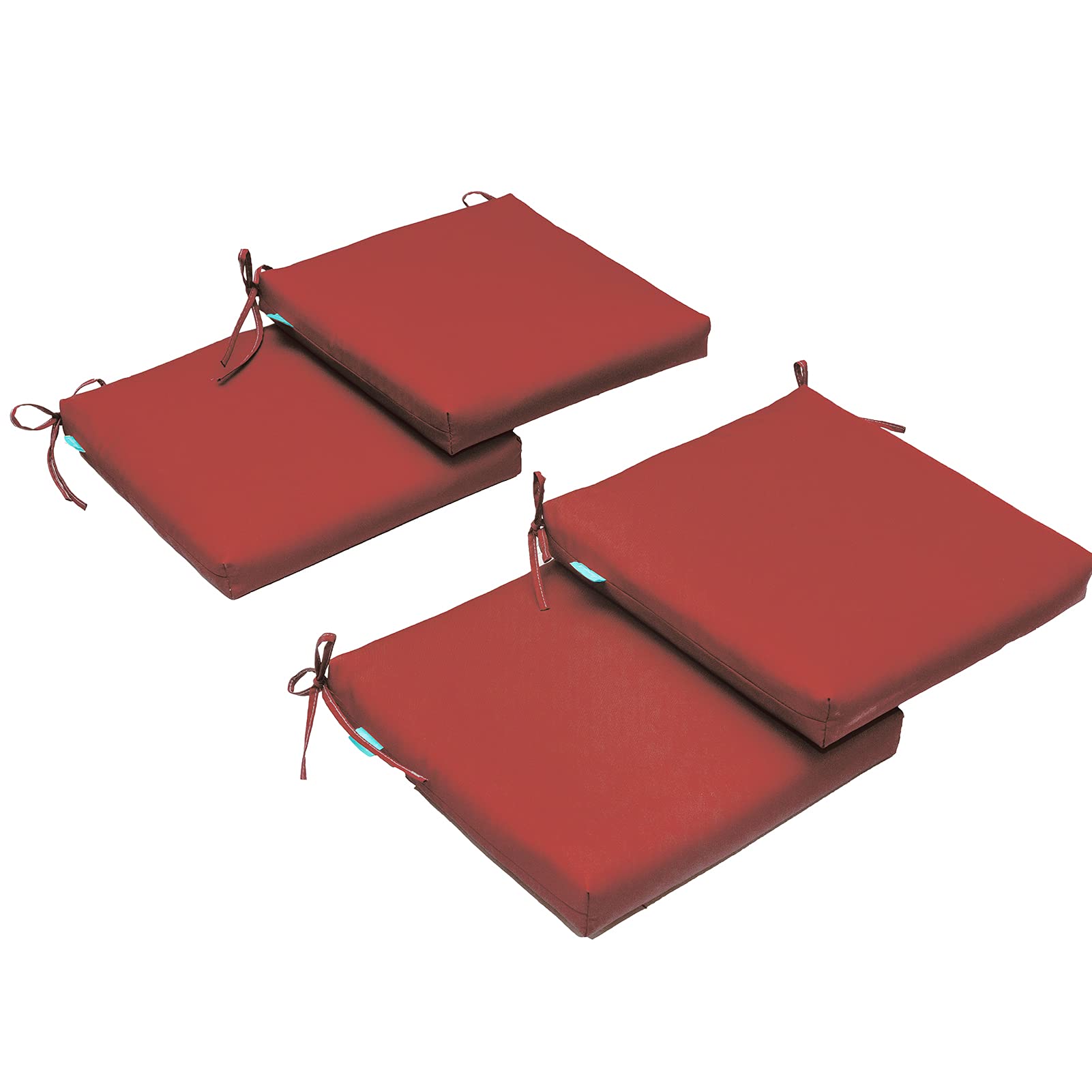 QILLOWAY 4-Pack All-Weather Square Chair Cushions - 17x17x3 Inch Indoor/Outdoor Seat Pads for Dining Chairs, Patio Furniture & Deck - Durable Foam Cushion Set (Red) - Perfect for Backyard BBQs, Poolside Lounging & Kitchen Comfort