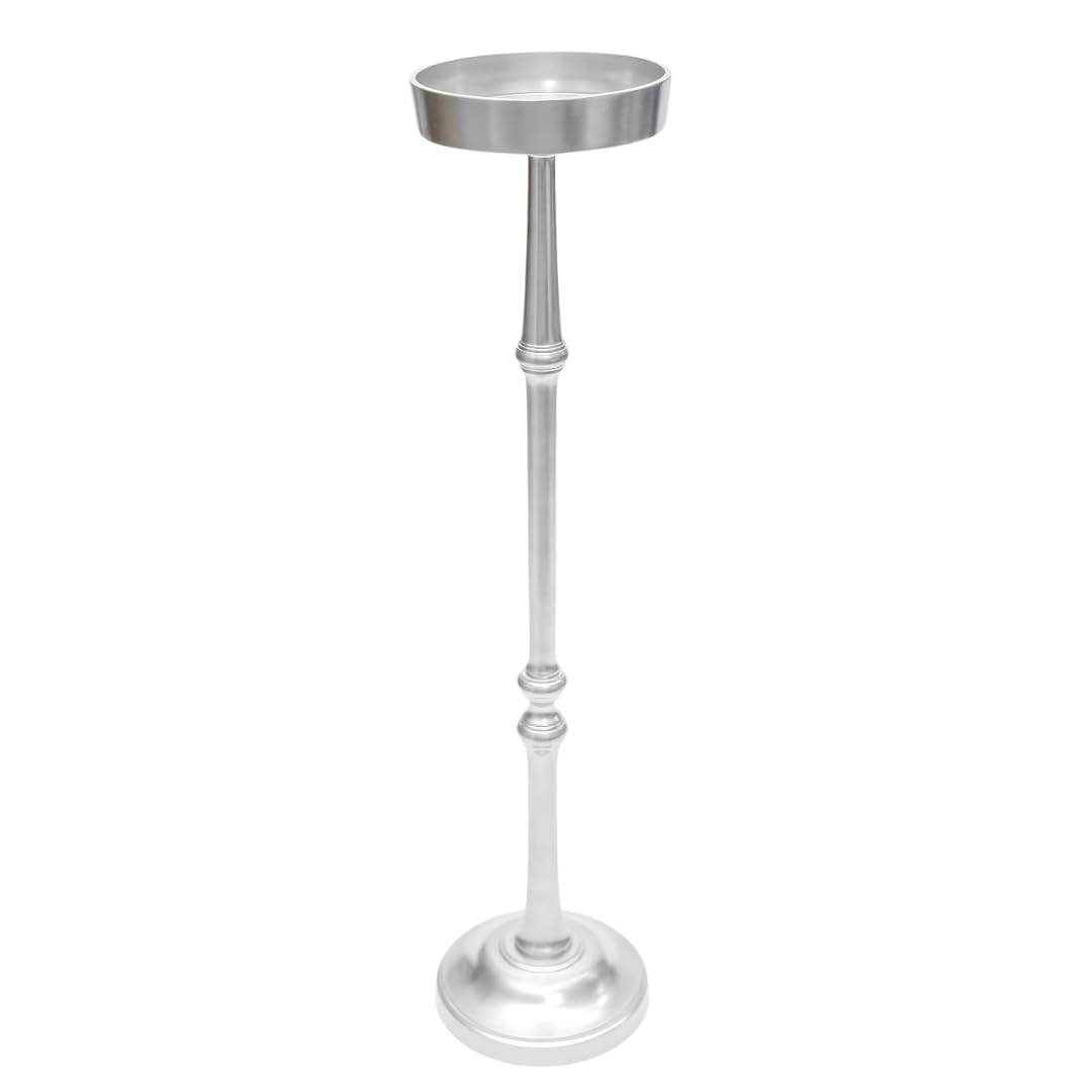 Modern 24-Inch Tall Martini Drink Table Set of 2 - Sleek Round Side Accent Table with Classic Silver Finish, Sturdy Small Display Stand for Living Room, Bedroom, Office or Patio Decor