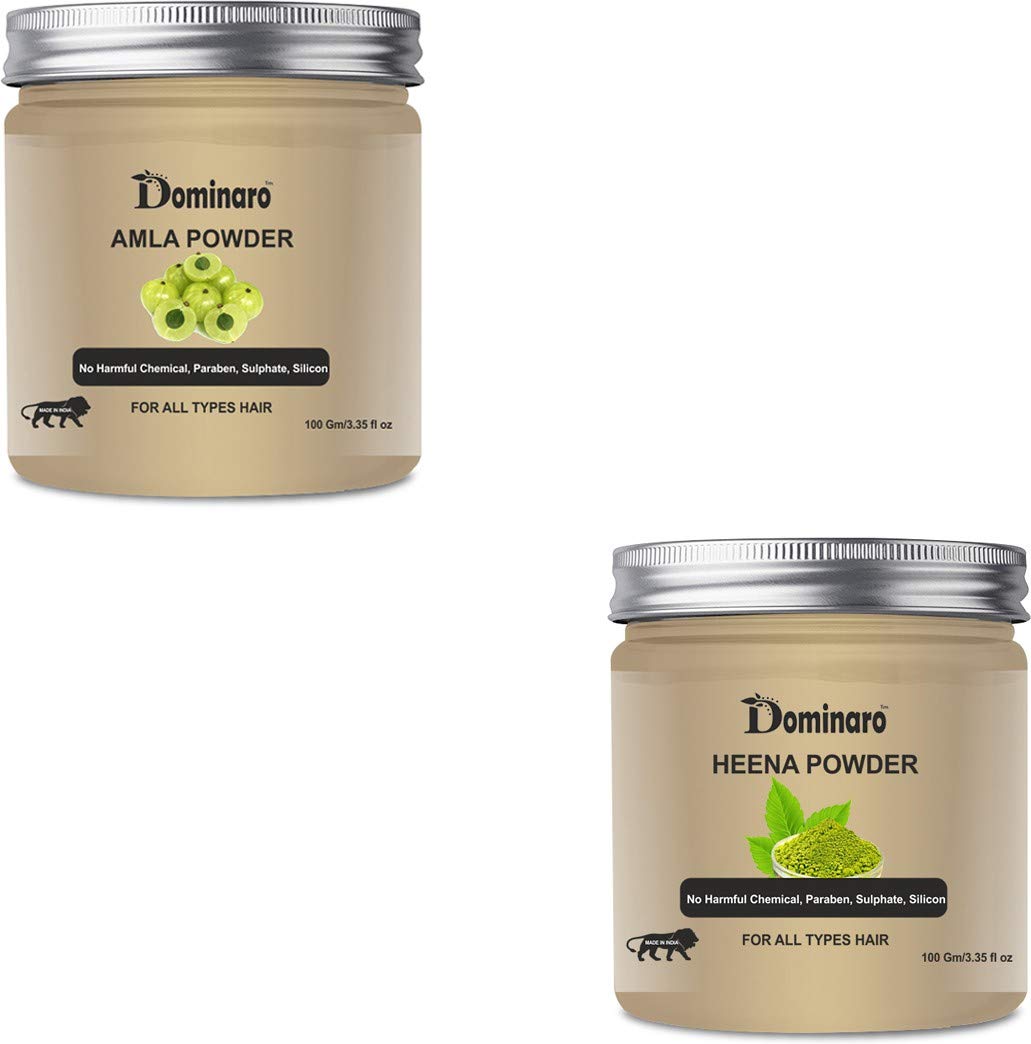 Dominaro Organic Amla & Heena Powder - 200g Combo for Hair & Skin Care - DIY Beauty Treatments