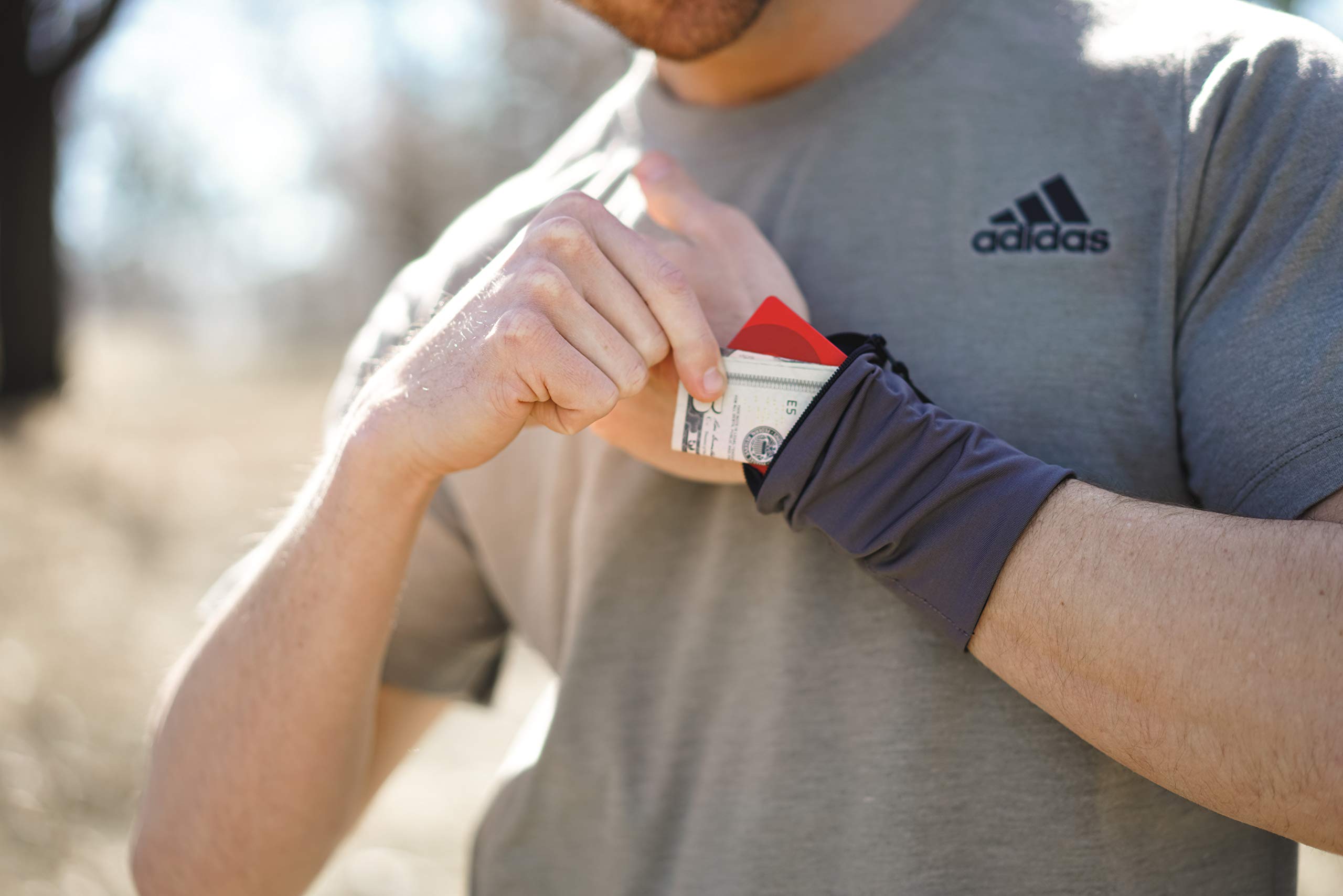 Secure Travel Wrist Wallet with Zipper Pocket - RFID Blocking for Cash, Cards & Passports - Perfect for Running, Hiking, Gym & Outdoor Activities (Black Sands/Gray) - Hands-Free Convenience for Travelers & Athletes
