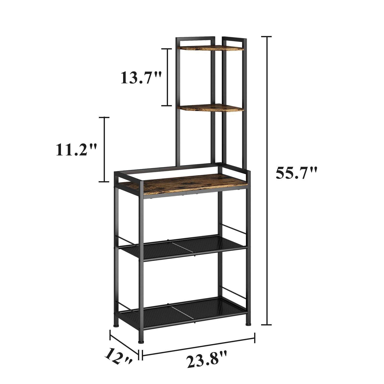 GILLAS 5-Tier Corner Shelf - Rustic Metal Storage Organizer for Living Room, Bedroom & Office