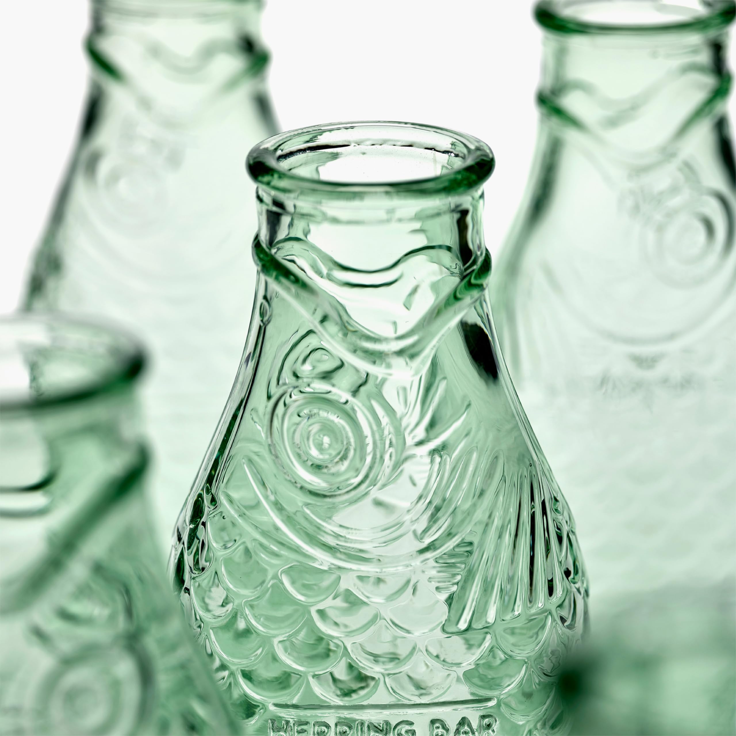 Paola Navone Glass Water Pitcher & Wine Carafe - 28.74 fl oz Clear Green Beverage Container for Hot & Cold Drinks - Fish Design Glassware for Kitchen, Dining & Entertaining - Perfect as Fridge Dispenser or Decorative Vase