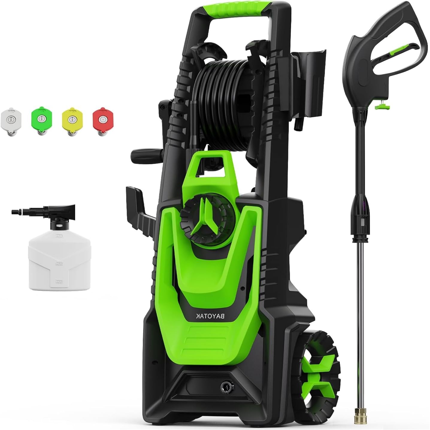 5000 PSI Electric Pressure Washer with Foam Cannon - 3.2 GPM High Power Cleaning Machine for Cars, Driveways & Outdoor Surfaces - Includes 35ft Cord, 20ft Hose, Hose Reel & 4 Nozzles - Perfect for Home, Garage & Commercial Cleaning