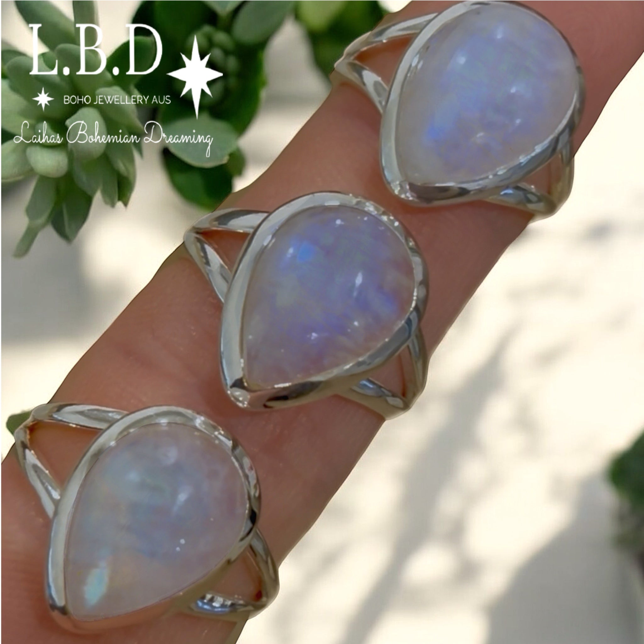 Handmade Raindrop Moonstone Ring - Sterling Silver Adjustable Boho Jewelry for Women - Perfect for Weddings, Parties & Everyday Wear