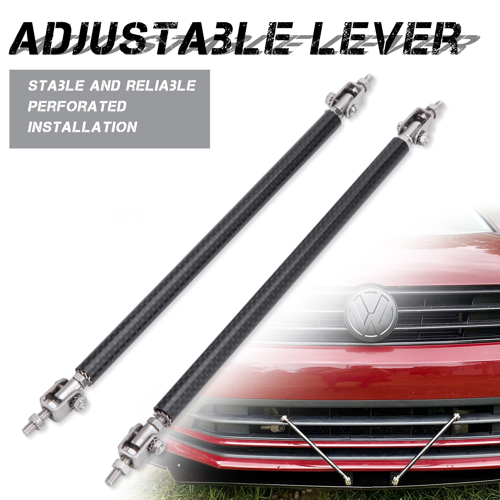 DREAMIZER 2-Piece Universal Front Bumper Lip Support Splitter Rods - Adjustable 10