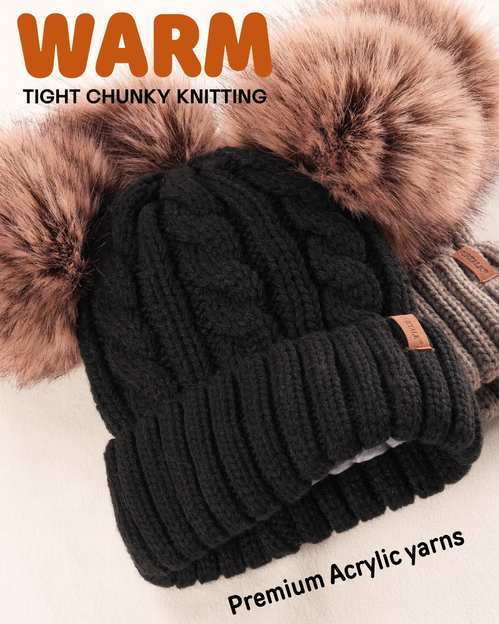 FURTALK Toddler Winter Hat for Girls & Boys - Soft Faux Fur Pom Pom Beanie - Warm Baby & Kids Hat for Cold Weather - Perfect for Snow Play, Outdoor Activities & Winter Fashion