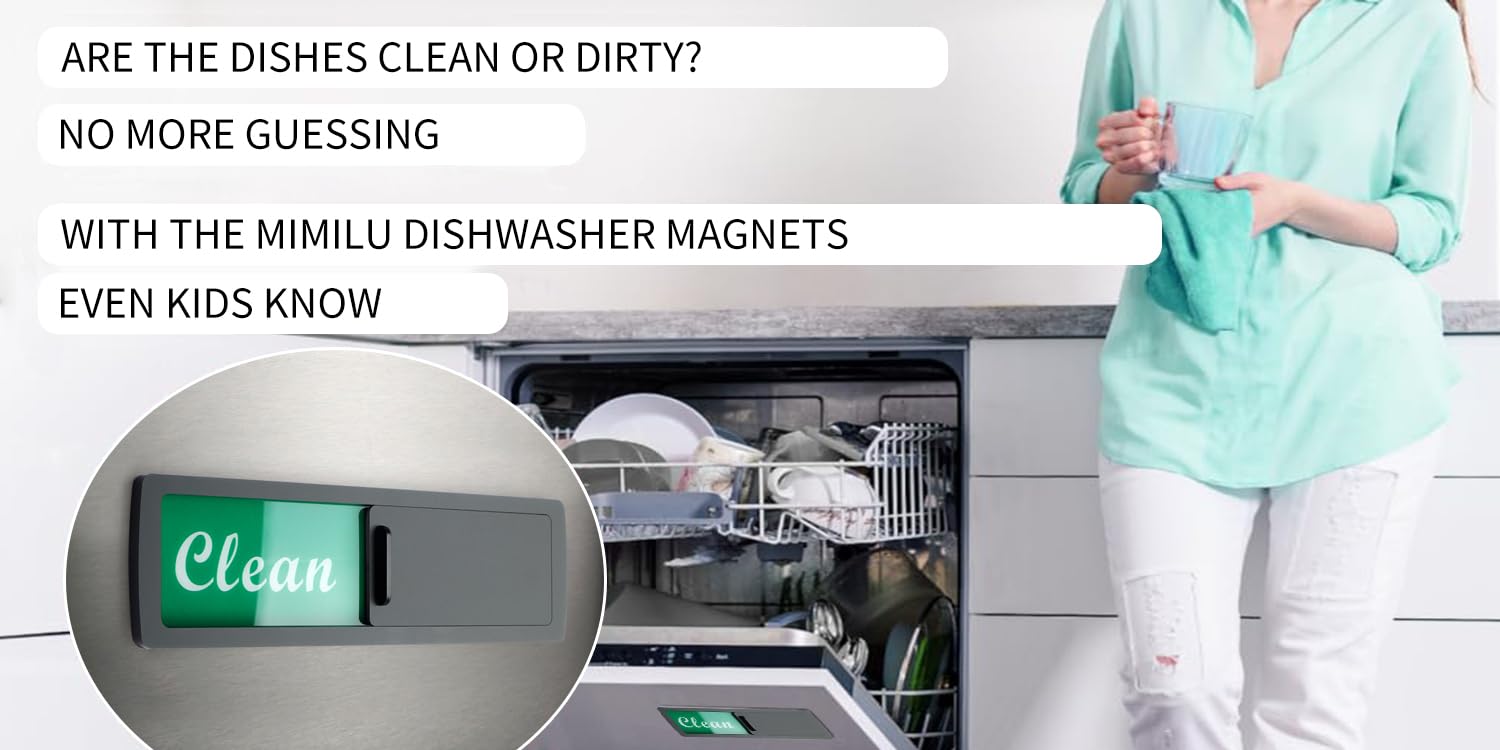Strong Magnetic Dishwasher Clean Dirty Sign - Easy to Read Kitchen Decor Indicator for Dishwasher Status (Black) | Perfect for Home, Office & Restaurant Use