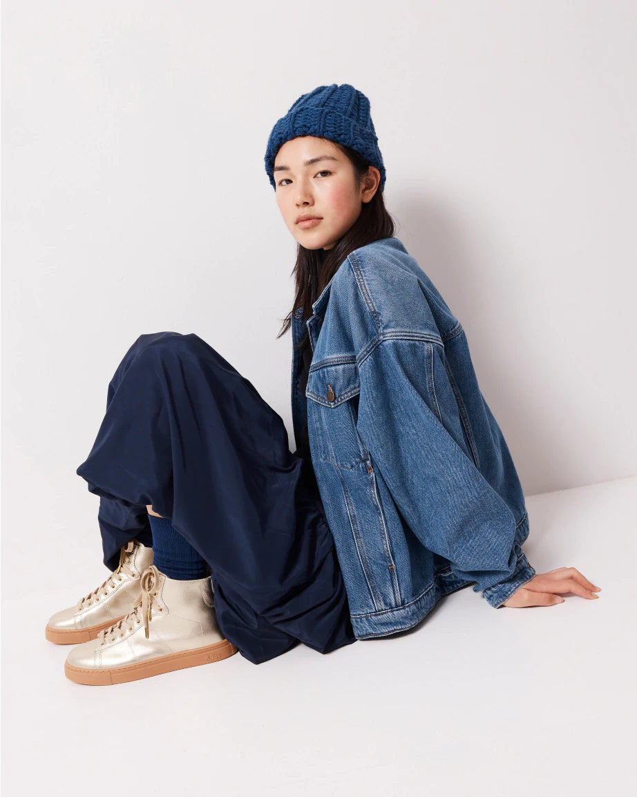Saturn Returns High Top Sneakers for Women - Fashion Gold Metallic Platform Shoes | Perfect for Streetwear, Casual Outfits & Retro Fashion