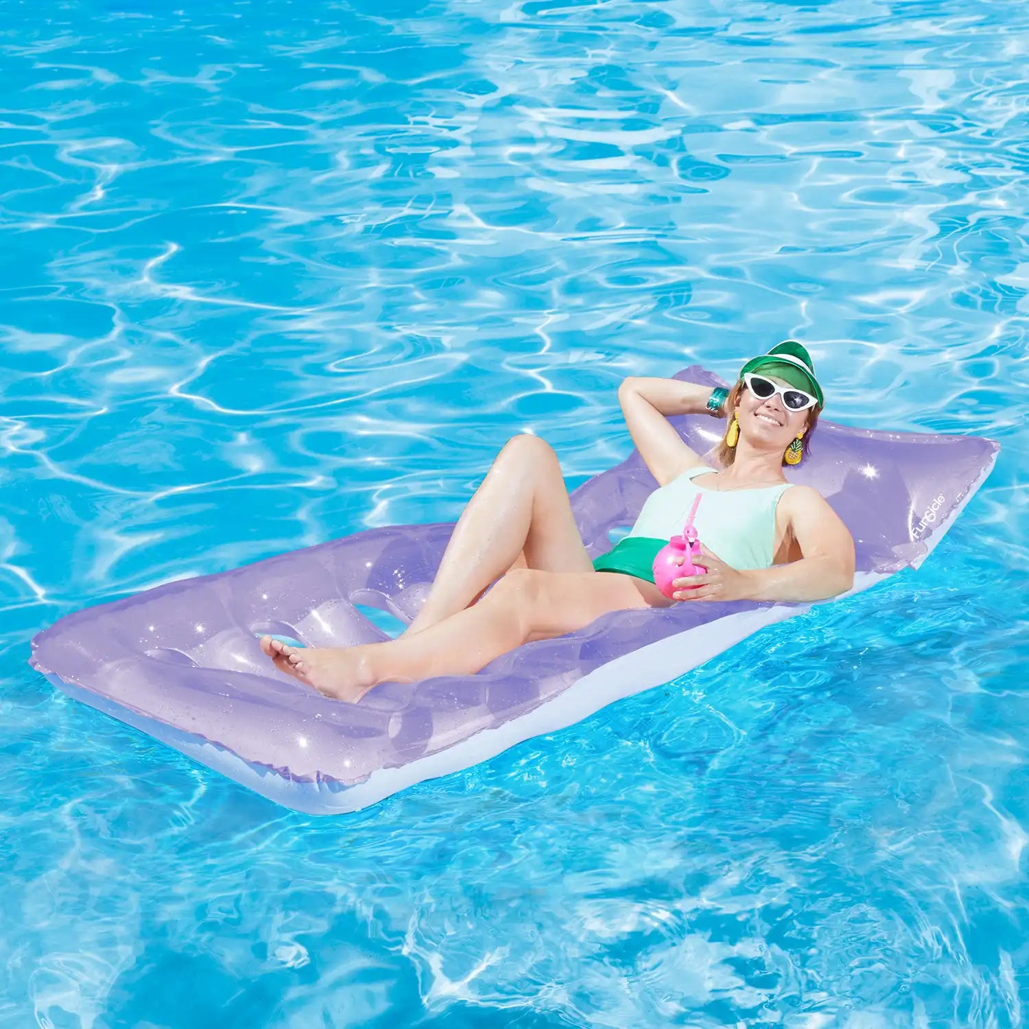 Funsicle Cool Sunbather Mat - Premium Inflatable Pool Float for Beach, Pool & Lake - UV Resistant, Comfortable Lounge Mat for Summer Relaxation