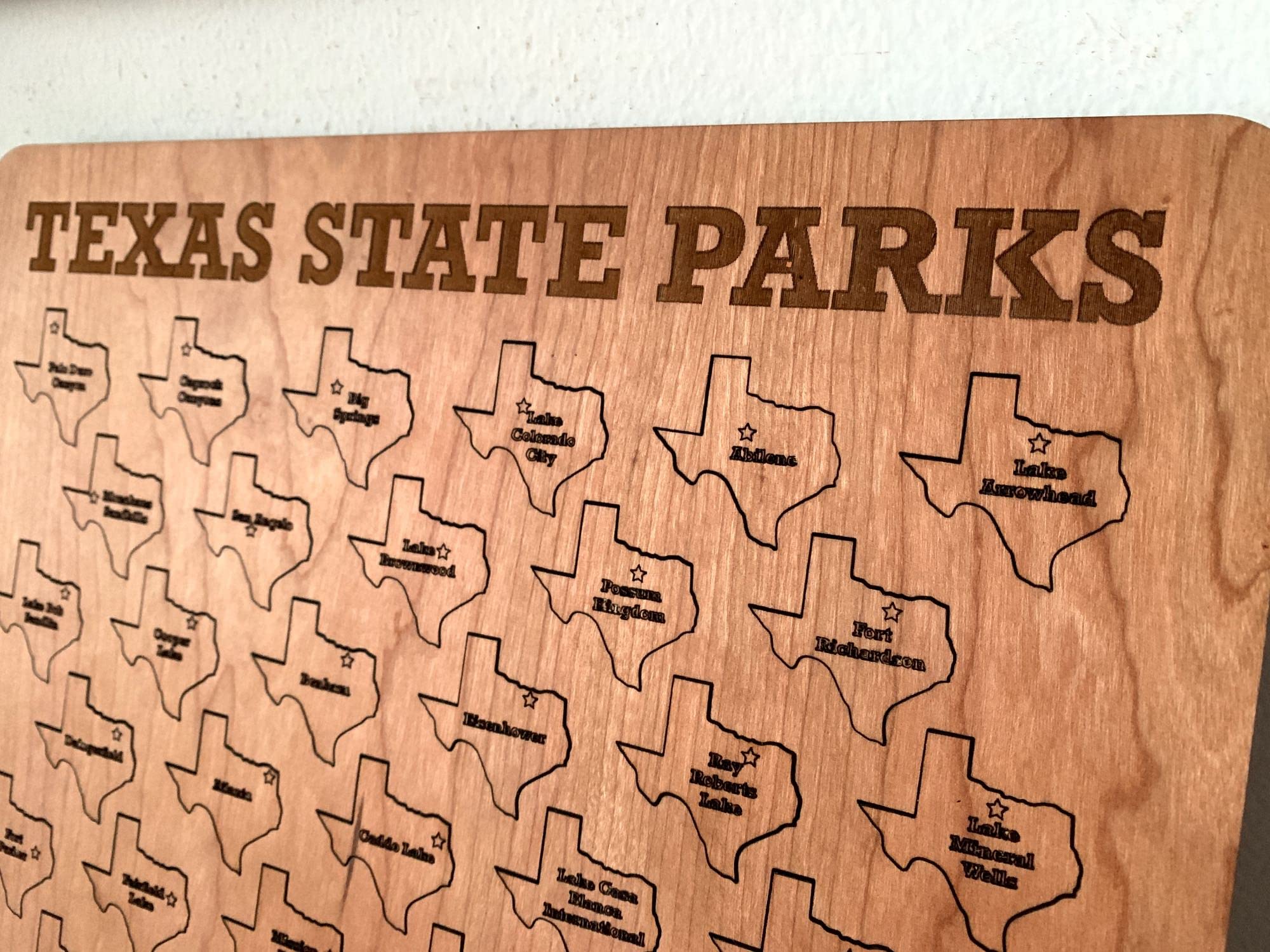 Texas State Parks Tracker Board - Wooden Texas State Parks Map for Collectors & Travelers - Handcrafted White Oak Display for Park Visits & Outdoor Adventures - Perfect for Home Decor, Travel Gifts & National Park Enthusiasts