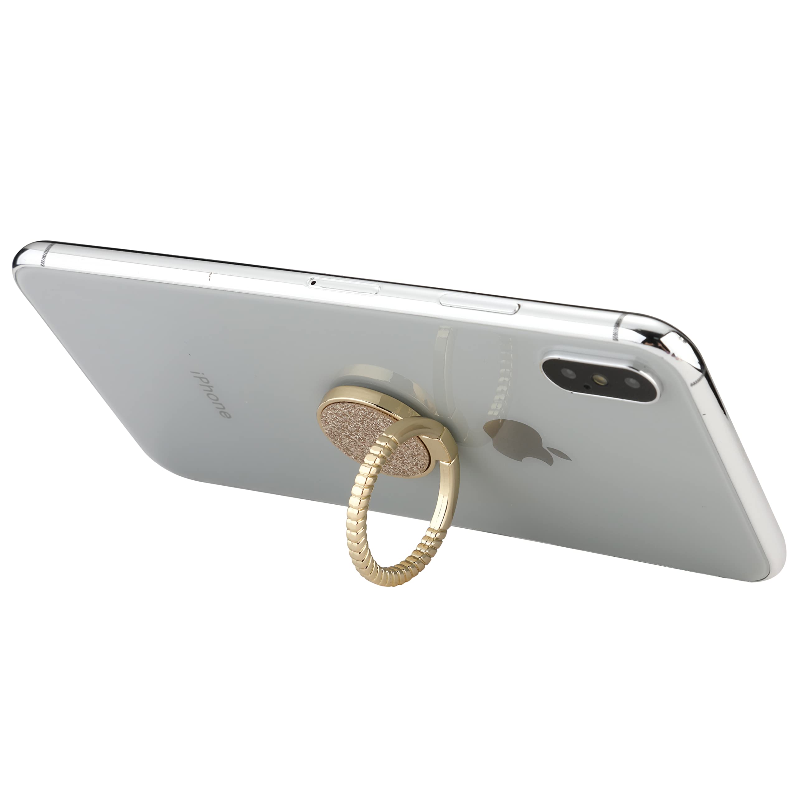LAX Gadgets Sparkle Gold Cell Phone Ring Holder - Finger Grip & Stand for All Smartphones, iPhone & Android - Perfect for Hands-Free Viewing, Selfies & Secure Grip