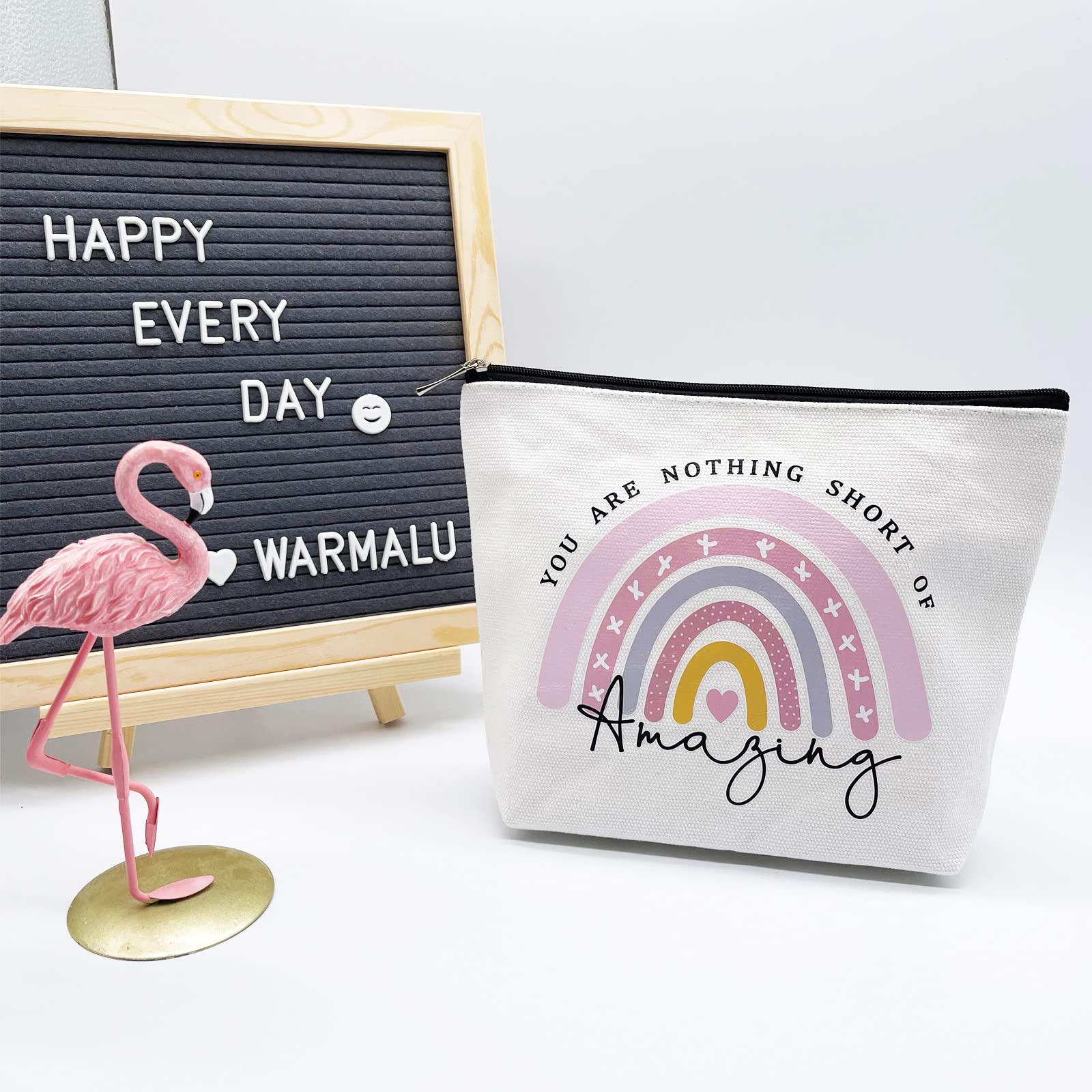 Inspirational Gifts for Women - Thank You Rainbow Cosmetic Bag, Amazing Birthday Gift for Best Friend, BFF, Sister, Wife, Boss, Teacher, NHS Nurse - Perfect for Travel, Work, or Daily Use