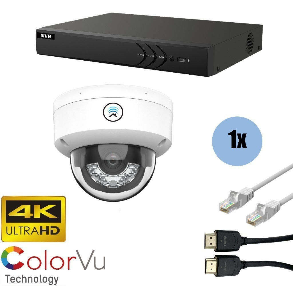4K Ultra HD 8MP ColorVu Indoor Security Camera Kit with Dome Camera, NVR & Cables - Ideal for Home, Office & Business Surveillance
