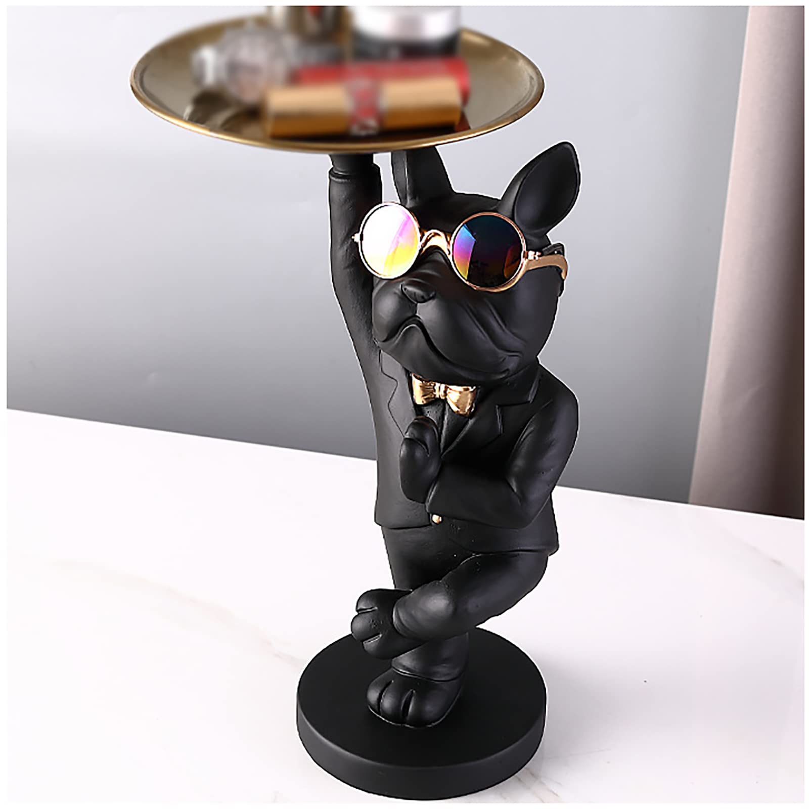 GRWGLE French Bulldog Sculpture Statue - Yoga Black Desktop Decor for Home & Office | Cute Animal Figurine for Bookshelf, Desk, Yoga Studio & Gift Giving
