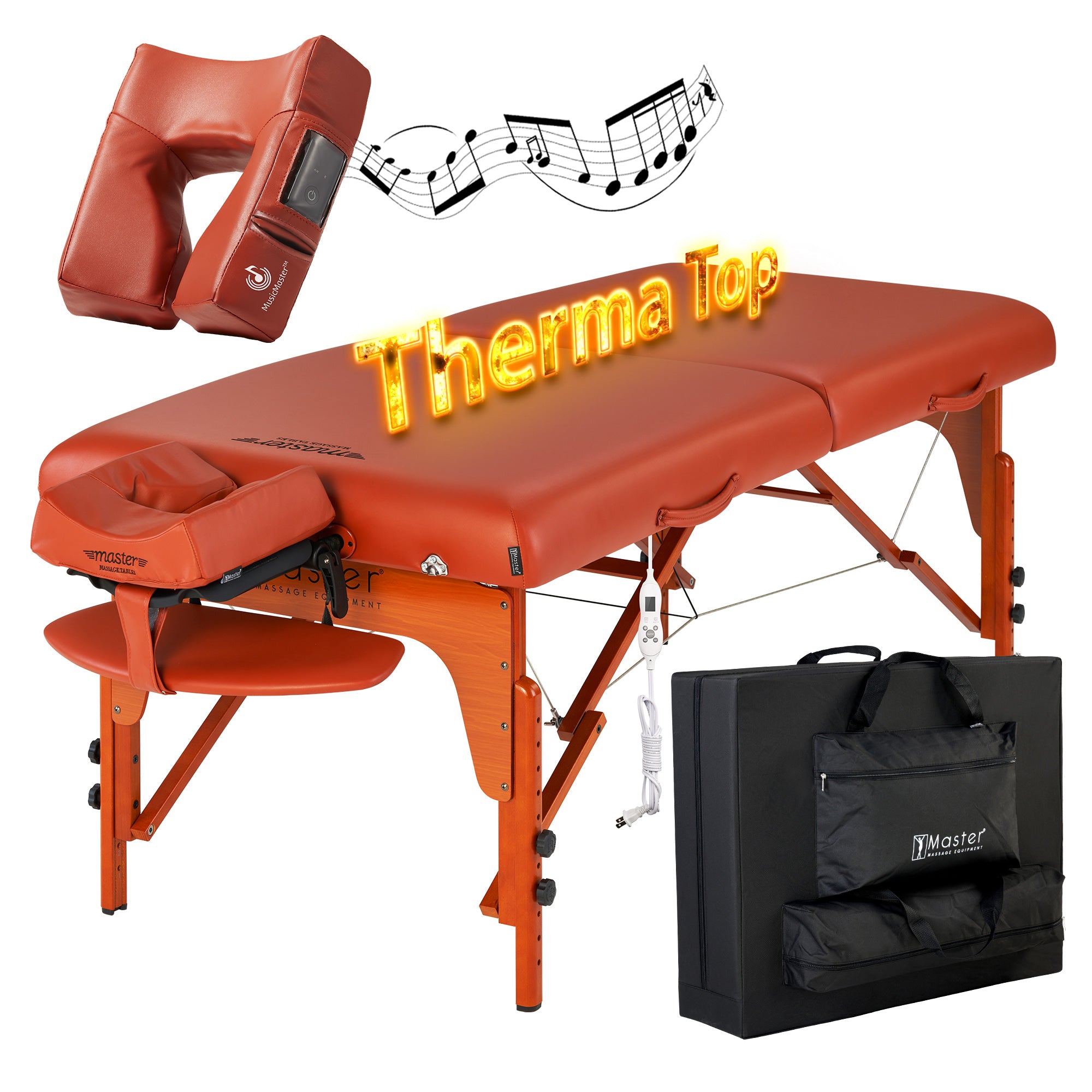 Portable Massage Table with Adjustable Heating System - ThermaTop Shiatsu Massager & Reiki Panels - Foldable Professional Massage Bed for Home, Spa & Therapy (Mountain Red) - Perfect for Relaxation, Pain Relief & Holistic Healing