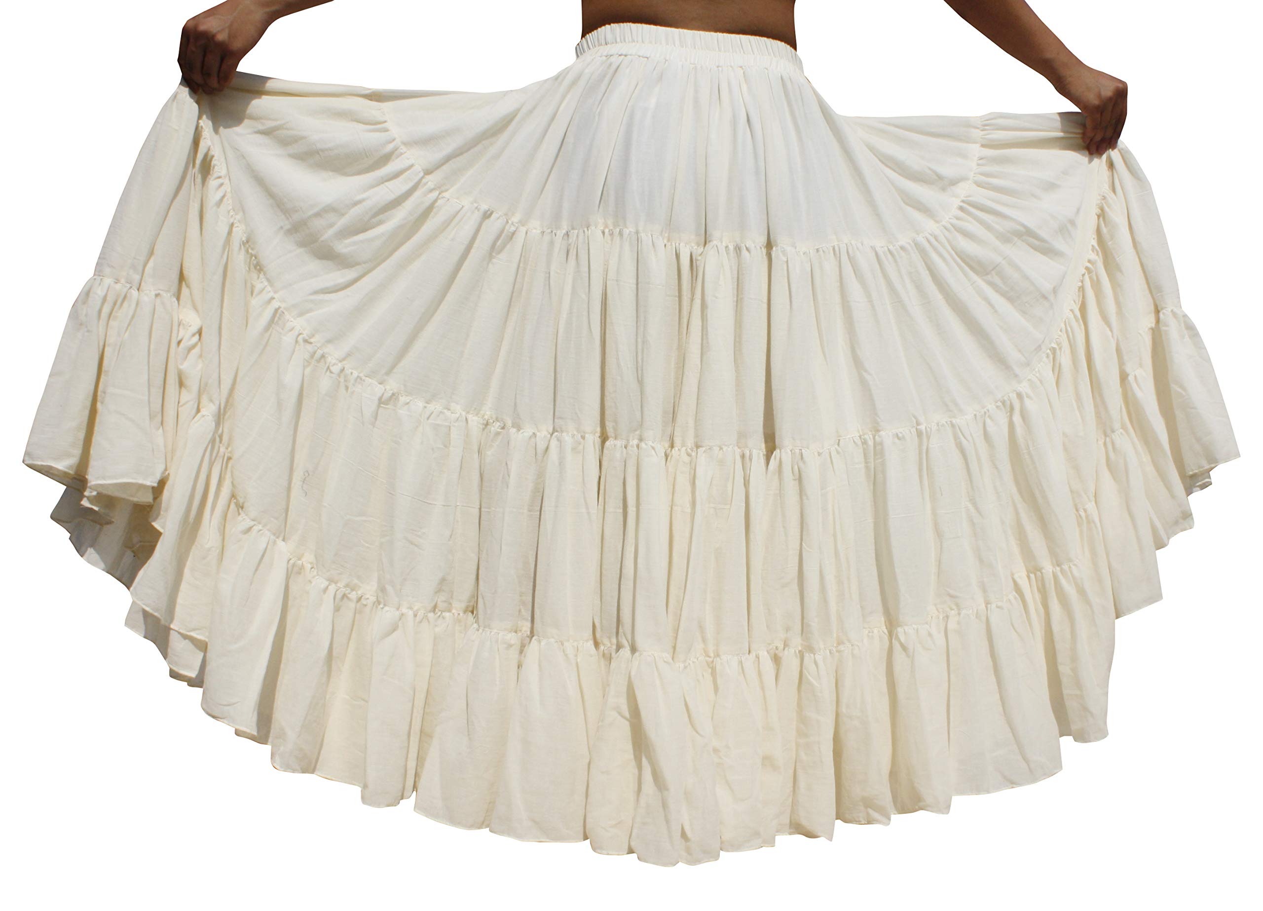 RaanPahMuang 25 Yard Cotton Gypsy Dance Skirt - Full & Large Jaipur Style for Belly Dancing, Boho Fashion, and Festivals