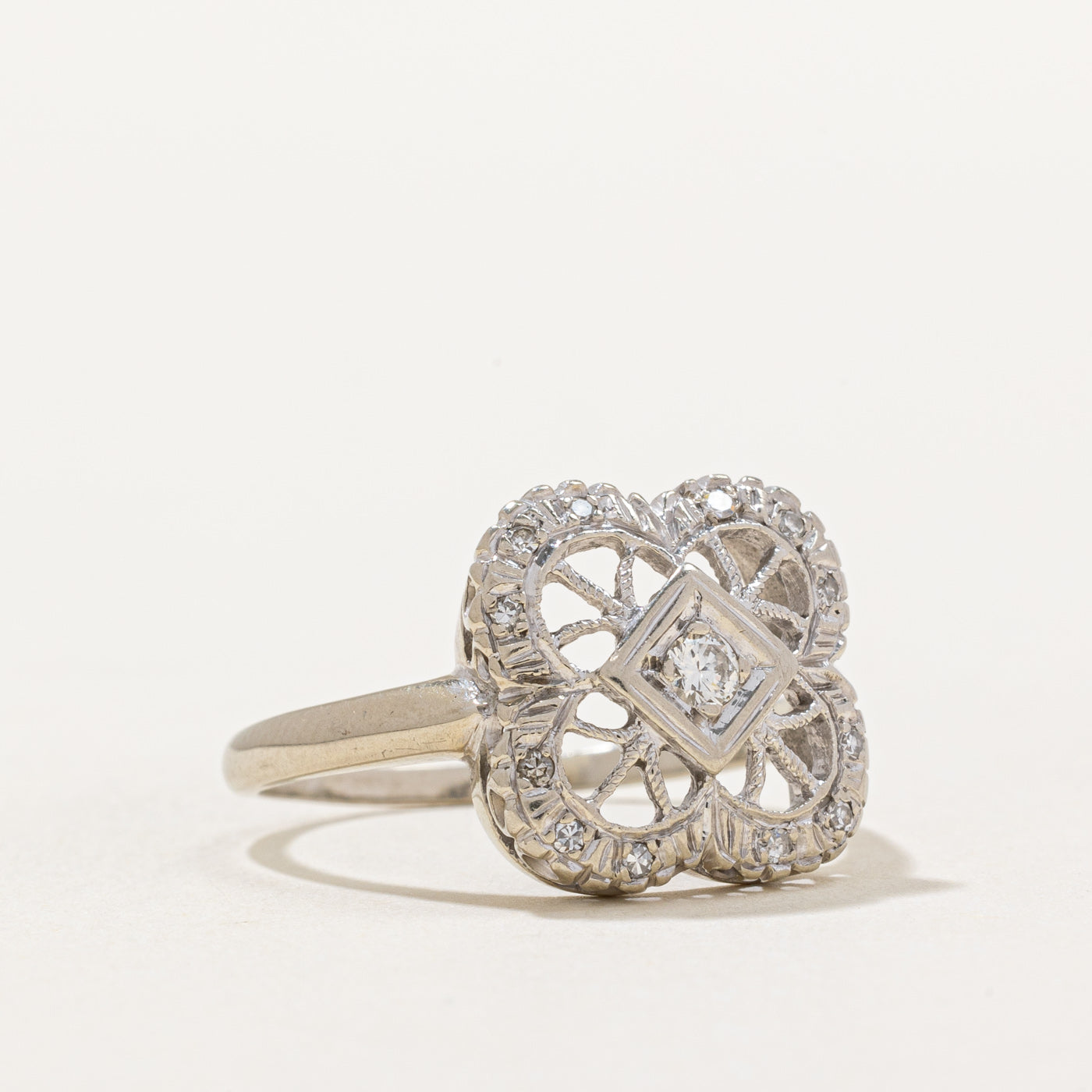 0.15ctw Diamond Lattice Ring - Size 8.5 | Elegant Stackable Wedding Band, Anniversary Gift for Her | Perfect for Engagements, Proposals & Special Occasions