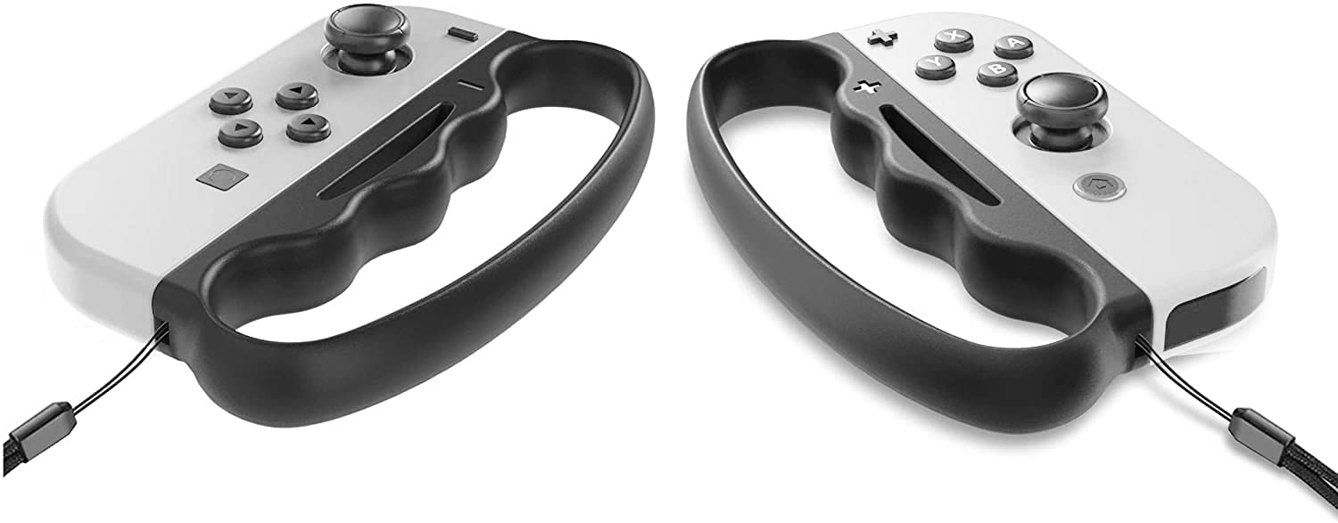 FANPL Upgraded Fitness Boxing Hand Grips for Nintendo Switch & OLED Model JoyCon - 2 Pack (Black) - Ergonomic Controller Accessories for Adults & Kids - Perfect for Ring Fit Adventure, Just Dance & VR Gaming