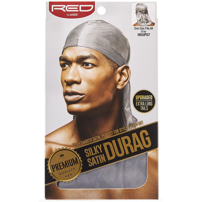 Premium Red Silky Satin Durag for Men & Women - Soft & Comfortable Head Wrap for Hair Protection & Styling (Gray) - Perfect for Sleep, Sports & Fashion Accessories