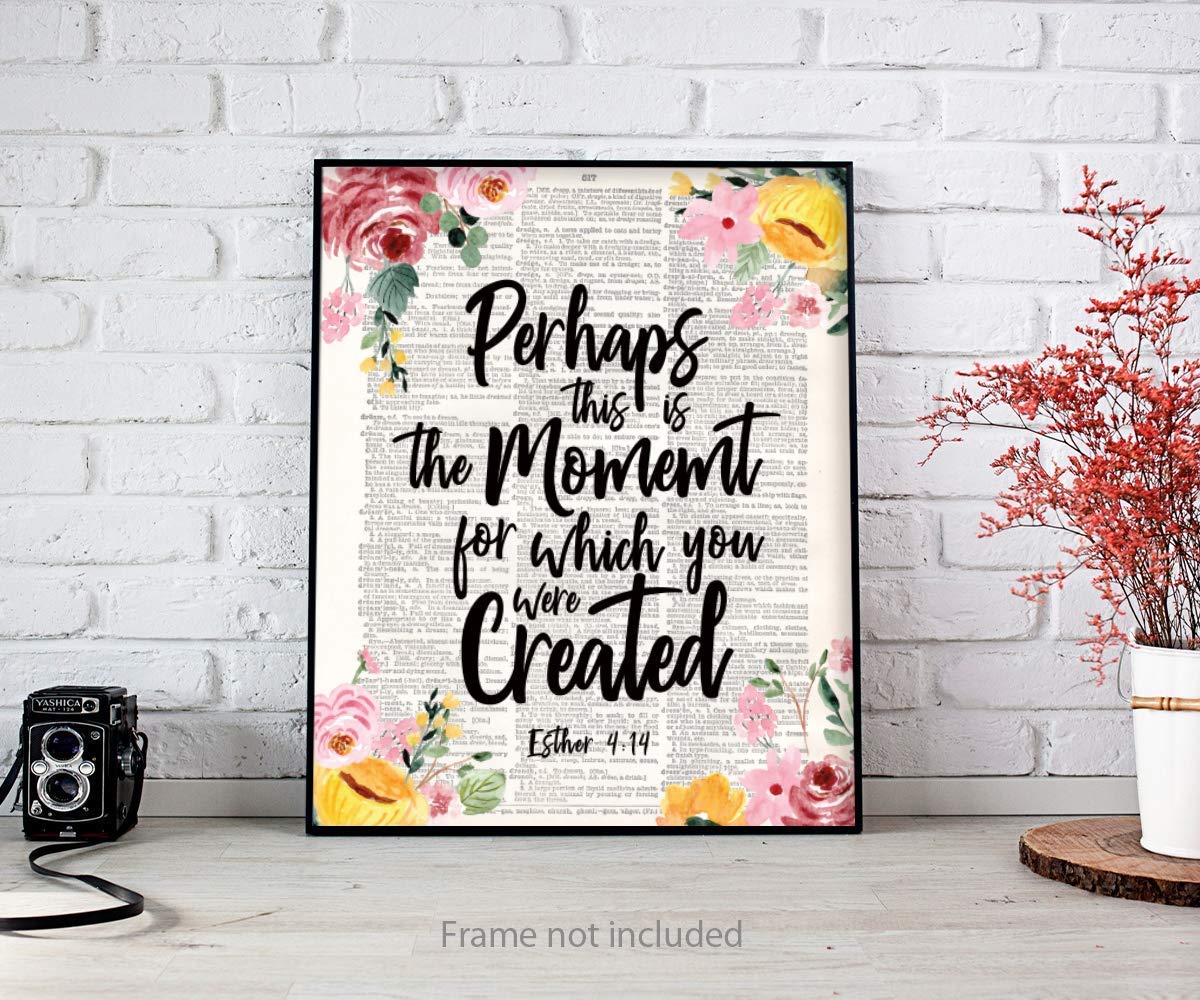 Esther 4:14 Christian Wall Art - Motivational Bible Verse Poster for Home & Office