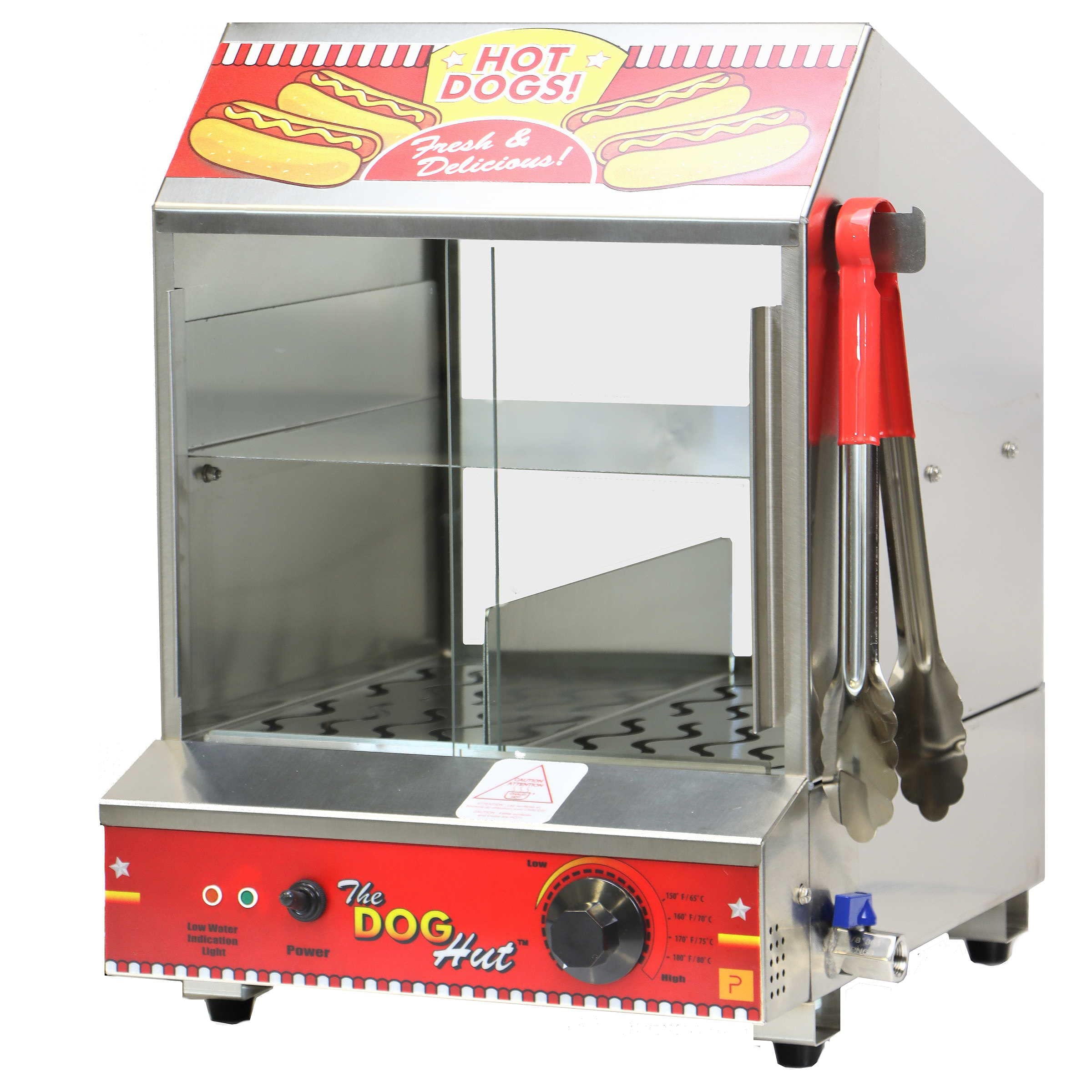 Paragon 8020 Red Hot Dog Steamer - Commercial Grade Hot Dog Warmer for Restaurants, Food Trucks & Concession Stands