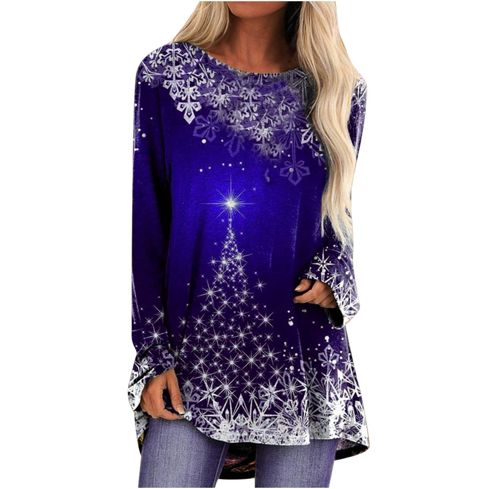 Women's Merry Christmas Shirt - Cute Holiday Print Casual Loose Fit Blouse - Lightweight Christmas Party Top for Holiday Gatherings, Office Festive Wear & Family Photos